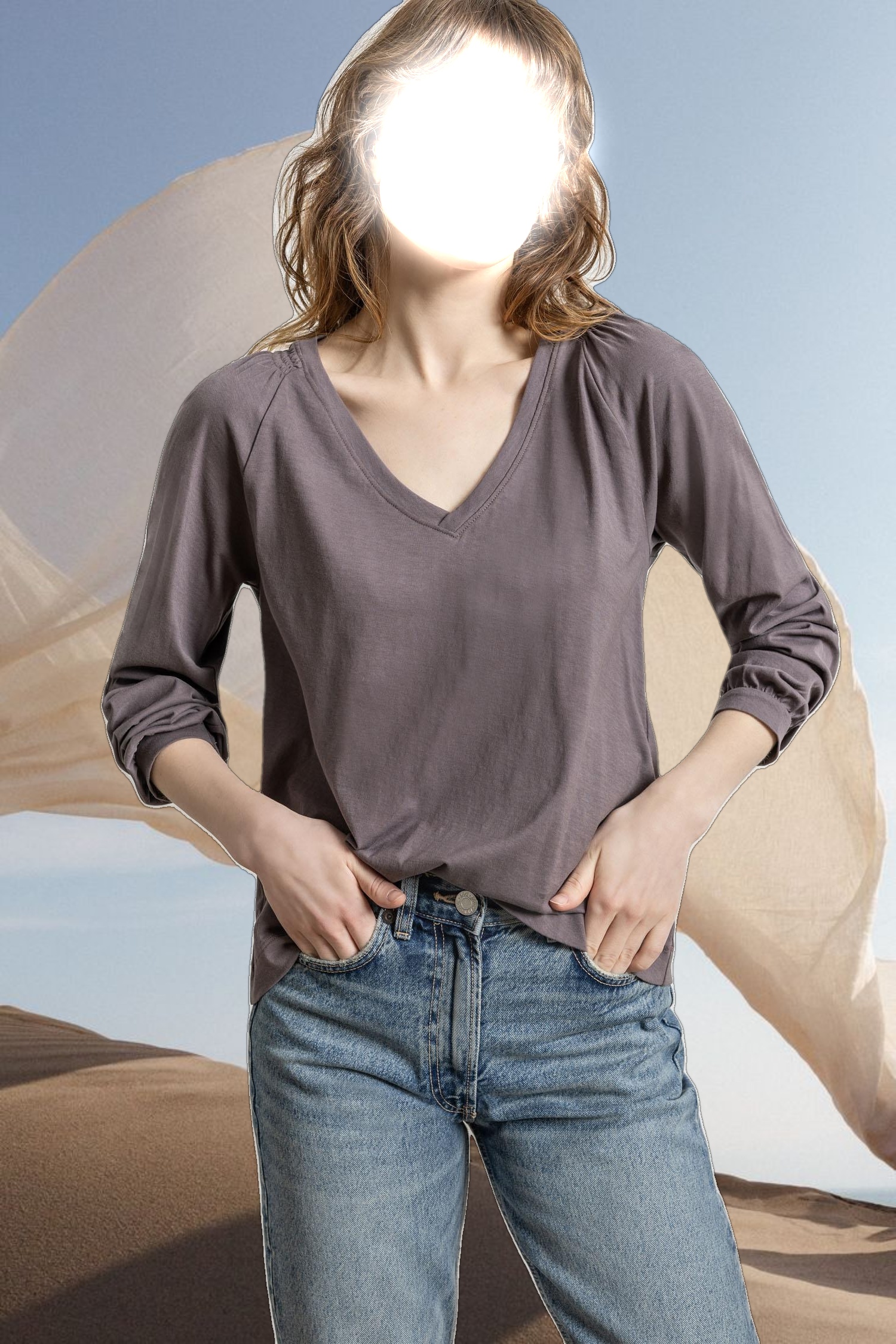 Full Sleeve Smocked V-Neck