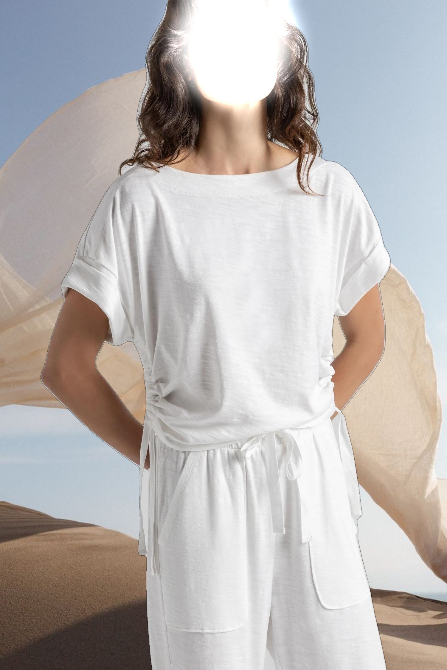 Ruched Side Boatneck