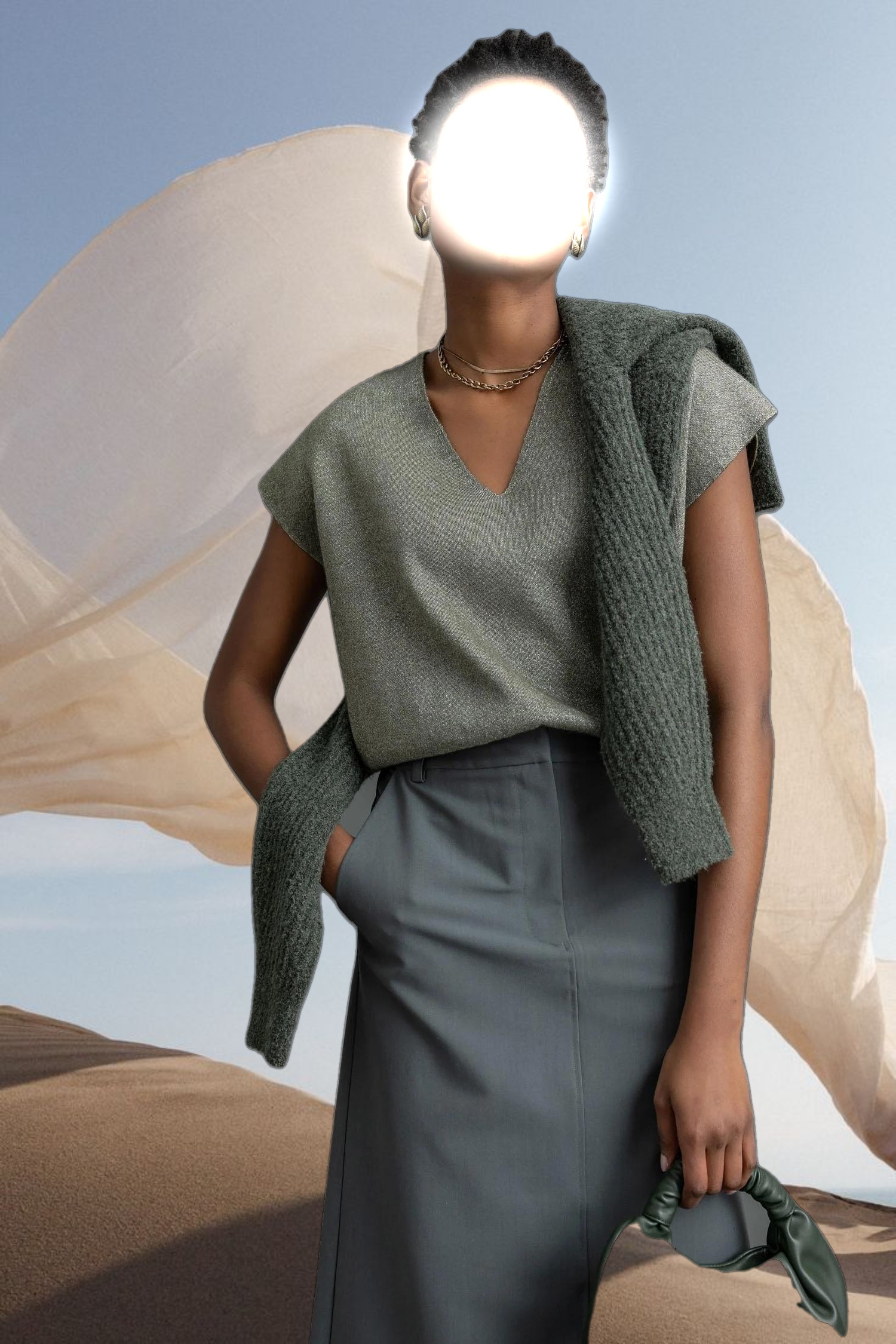 Metallic V-Neck Sweater