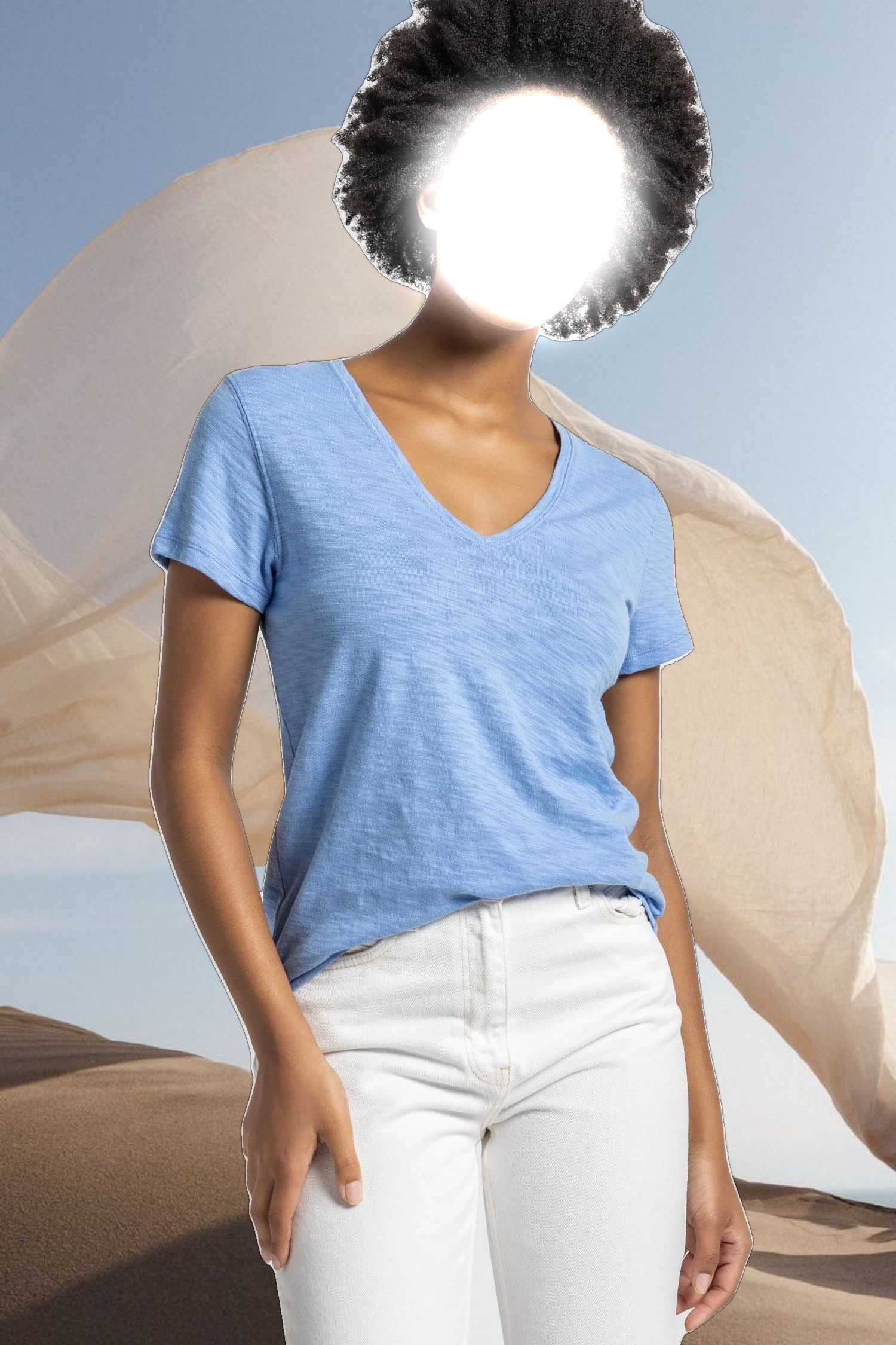 V-Neck Short Sleeve Back Seam Tee