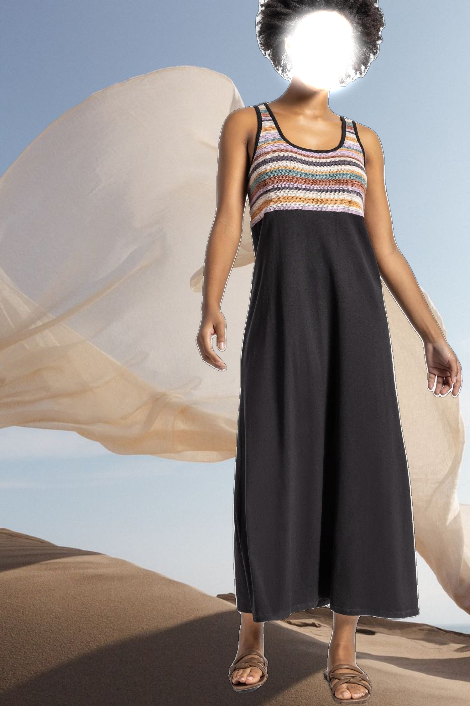 Crochet Insert Maxi Dress