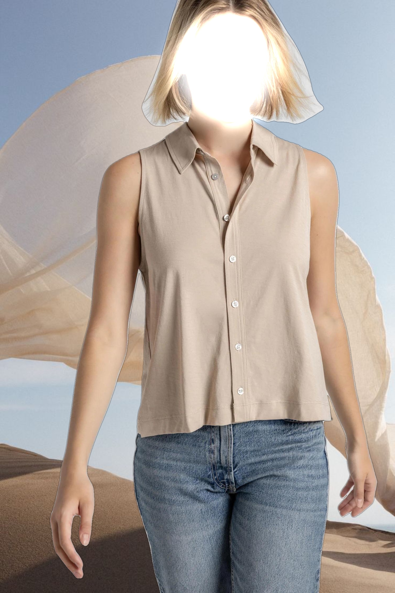 Sleeveless Button Down