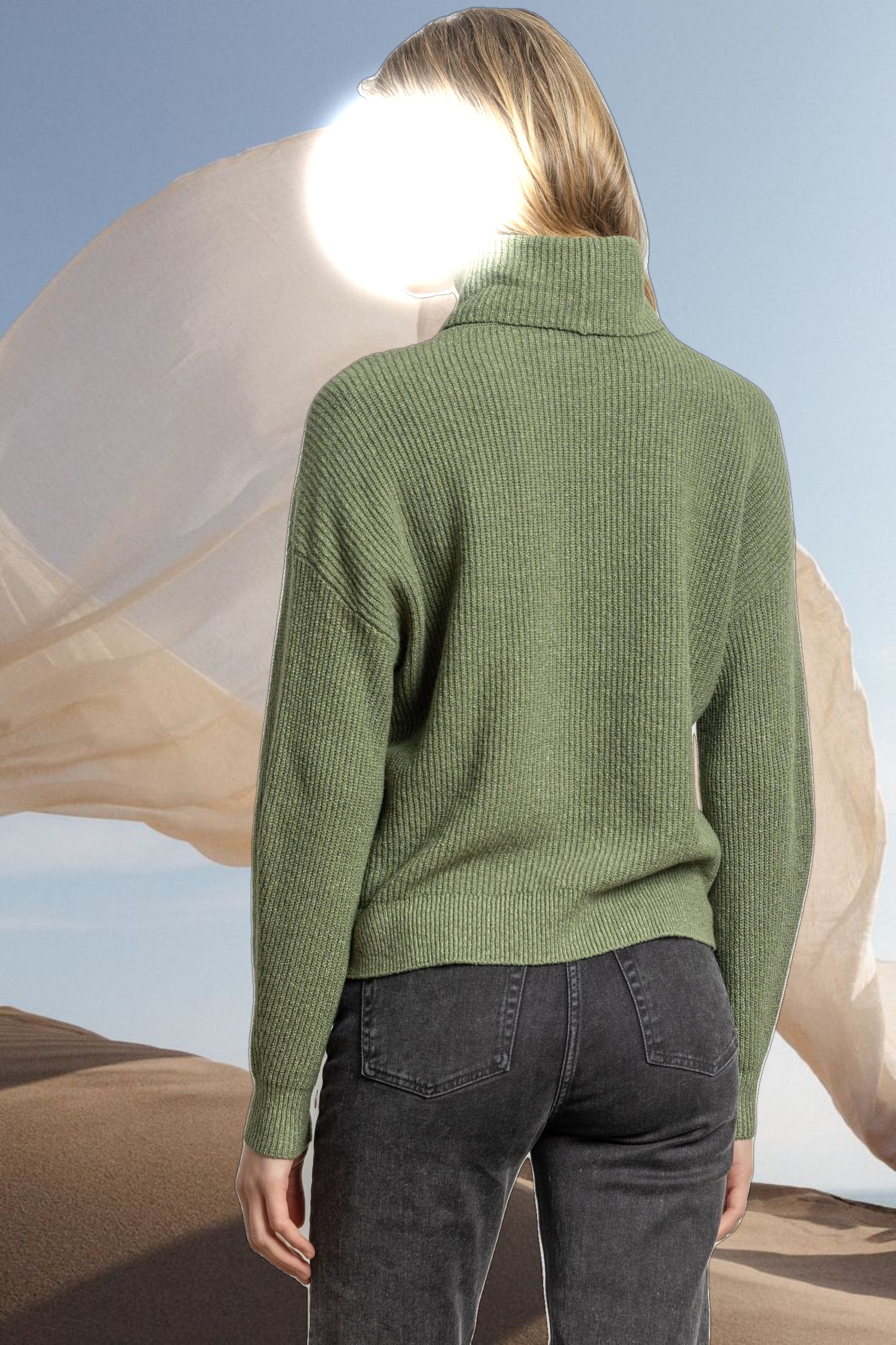 Relaxed Rib Turtleneck Sweater