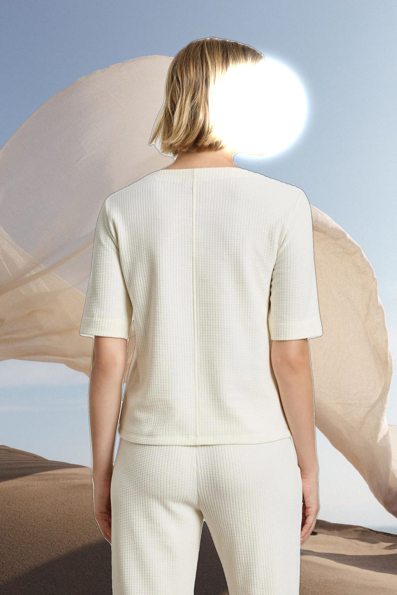 Zippered Elbow Sleeve Crewneck