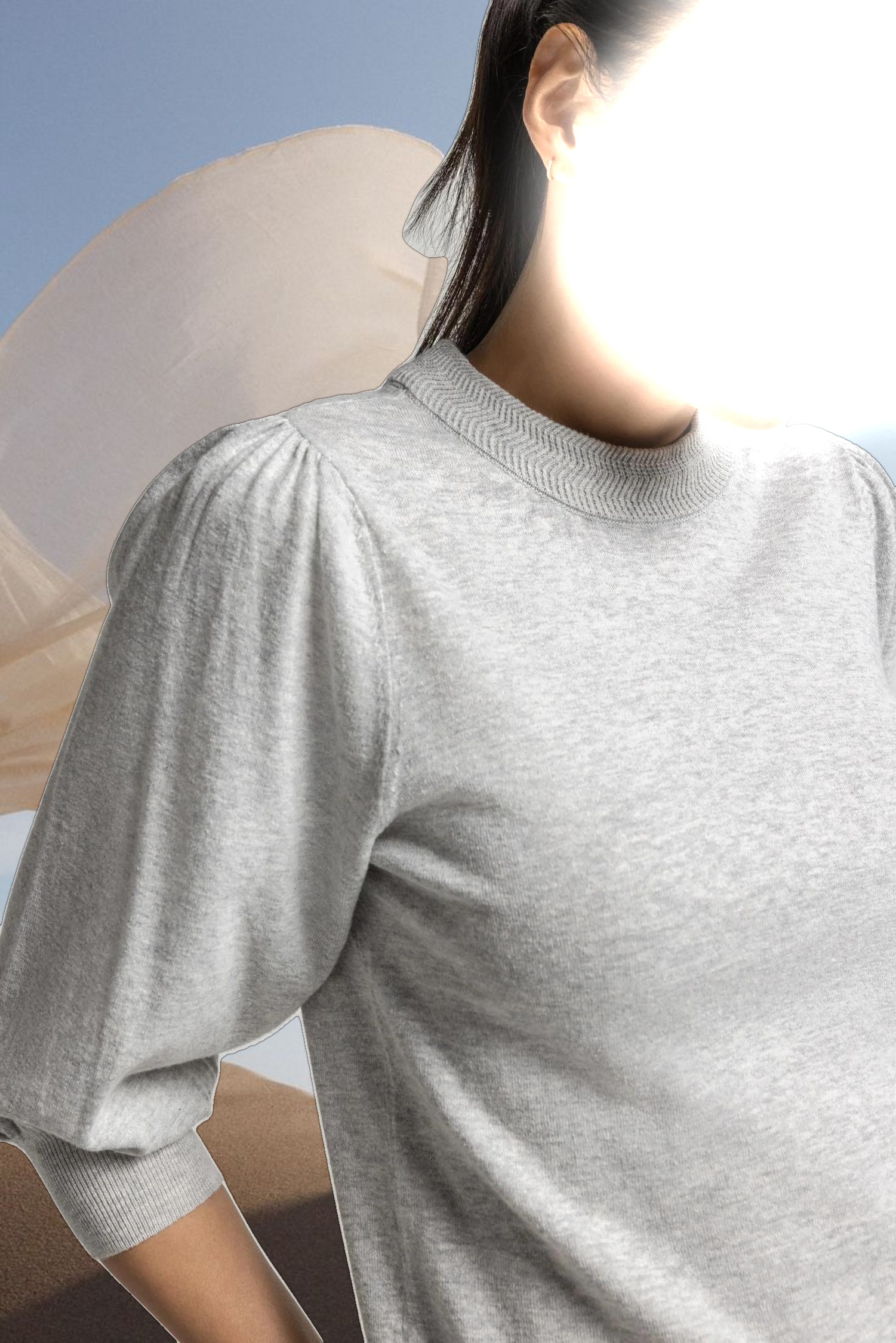 Puff Sleeve Crewneck Sweater