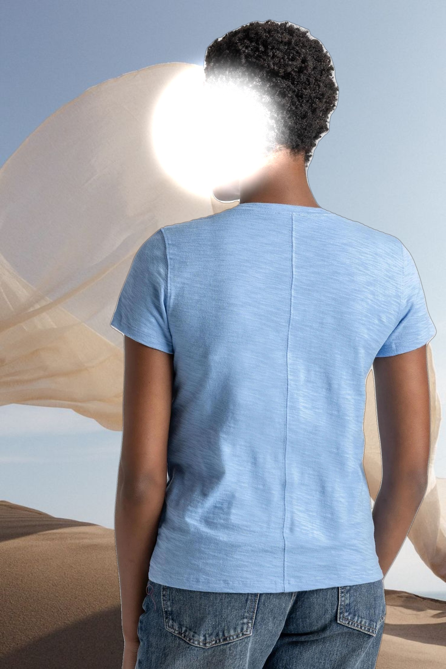 Short Sleeve Back Seam V-Neck