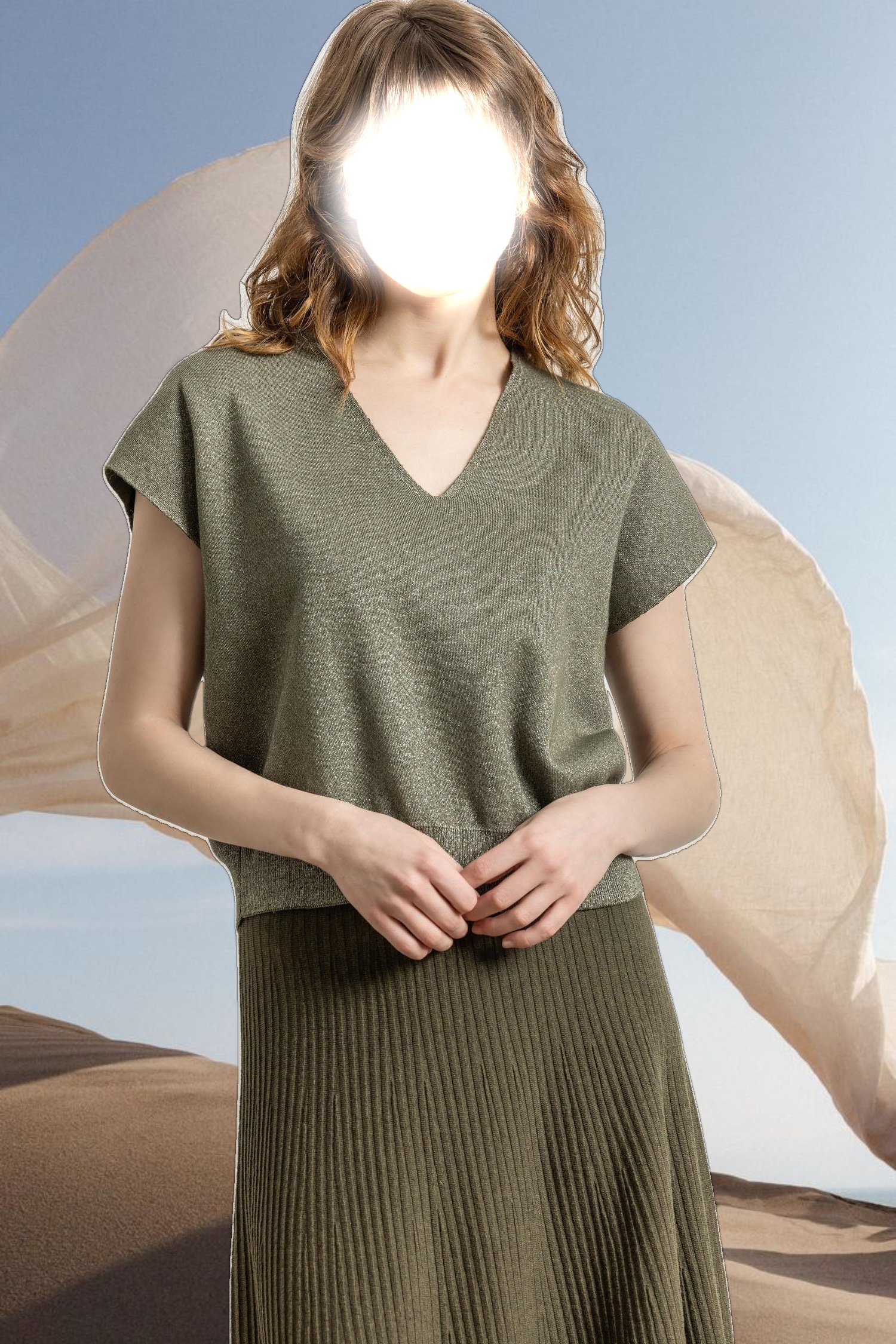 Metallic V-Neck Sweater