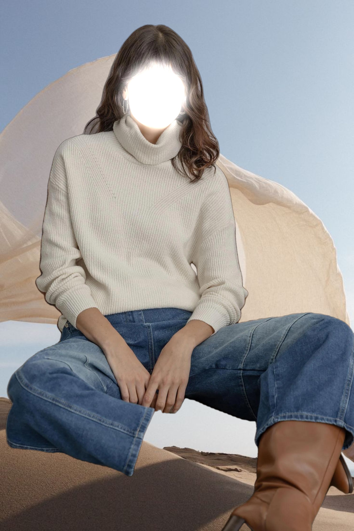 Relaxed Rib Turtleneck Sweater