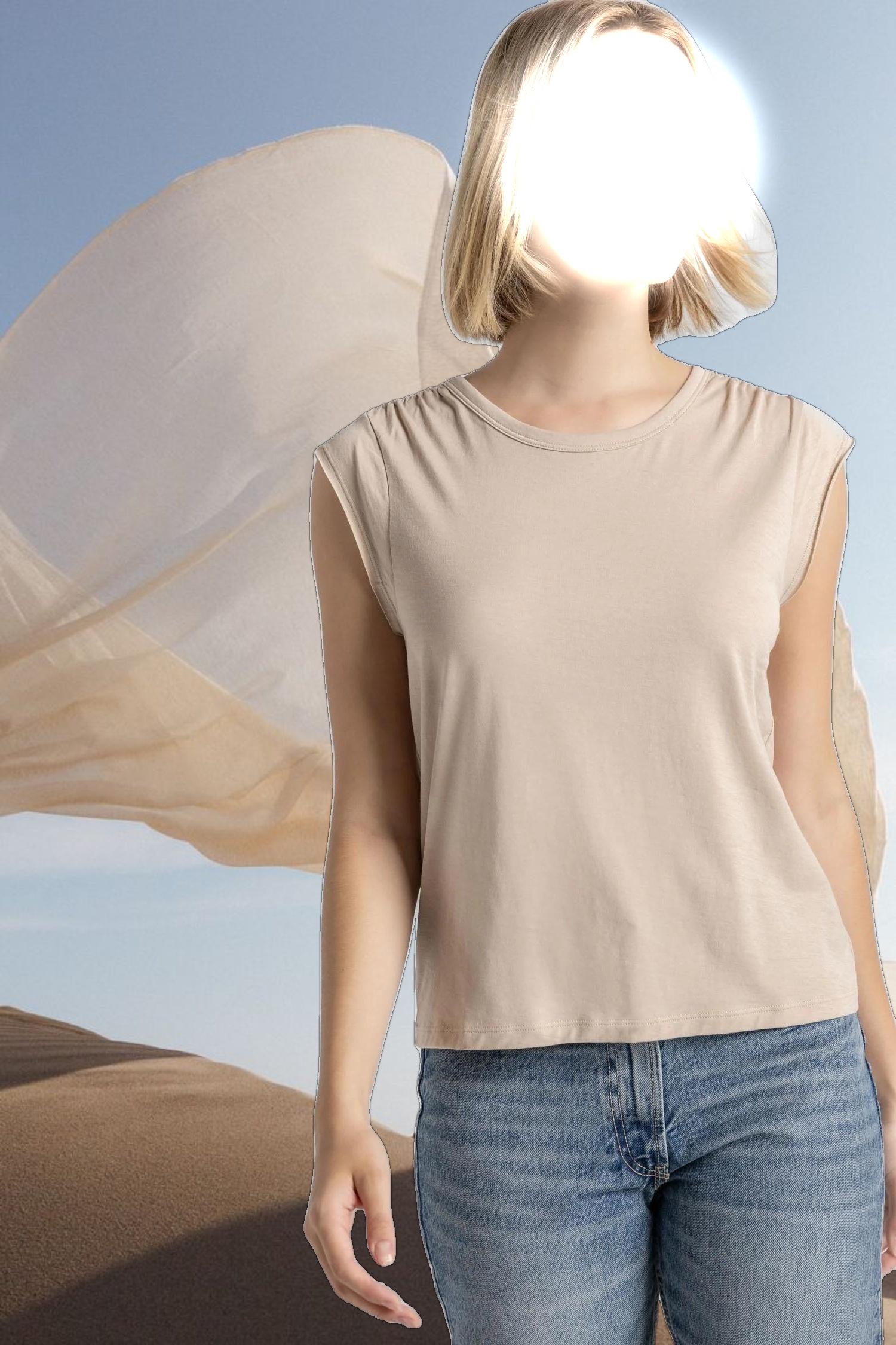 Shirred Shoulder Tee