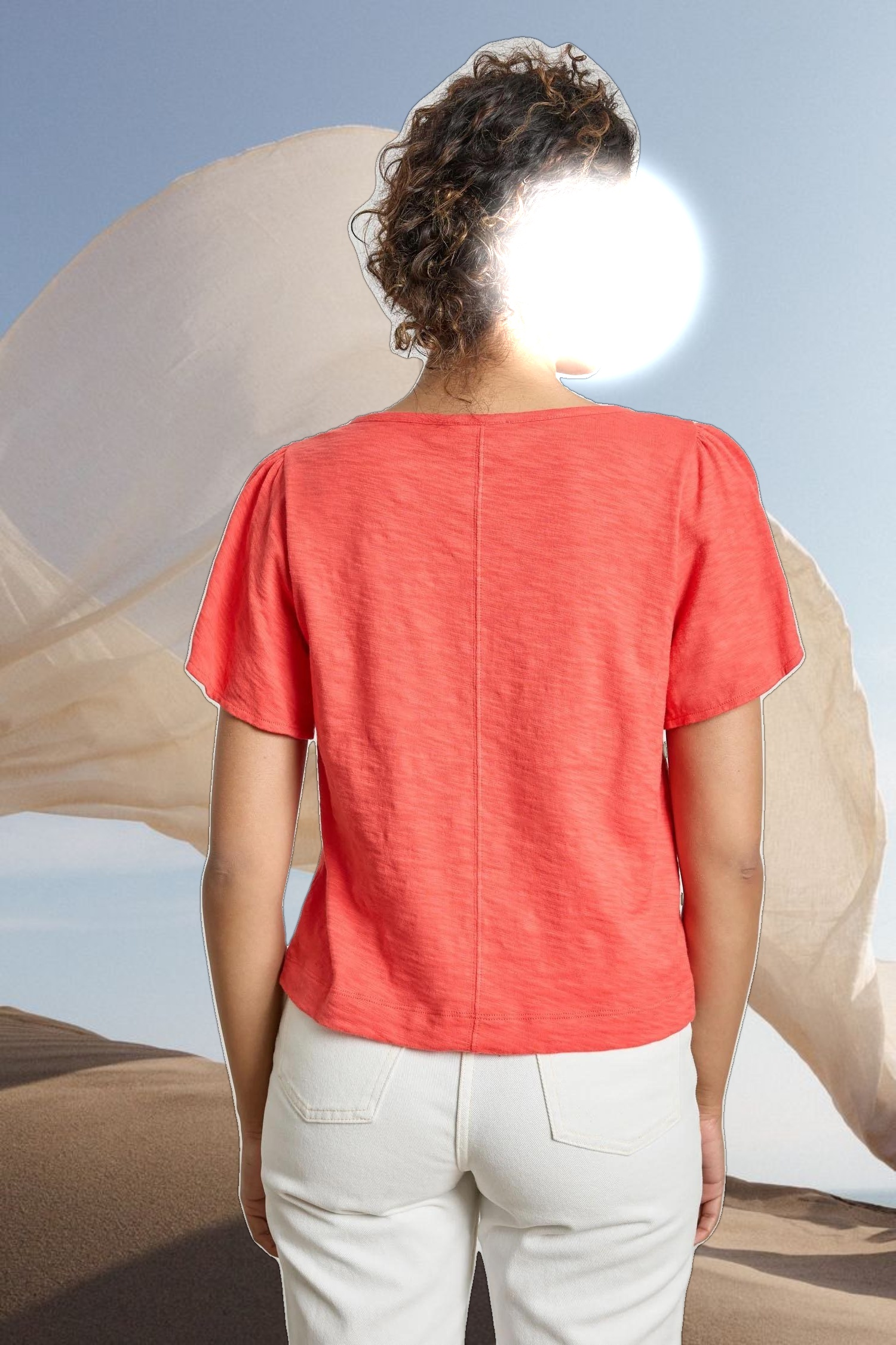 Button Front Flutter Sleeve