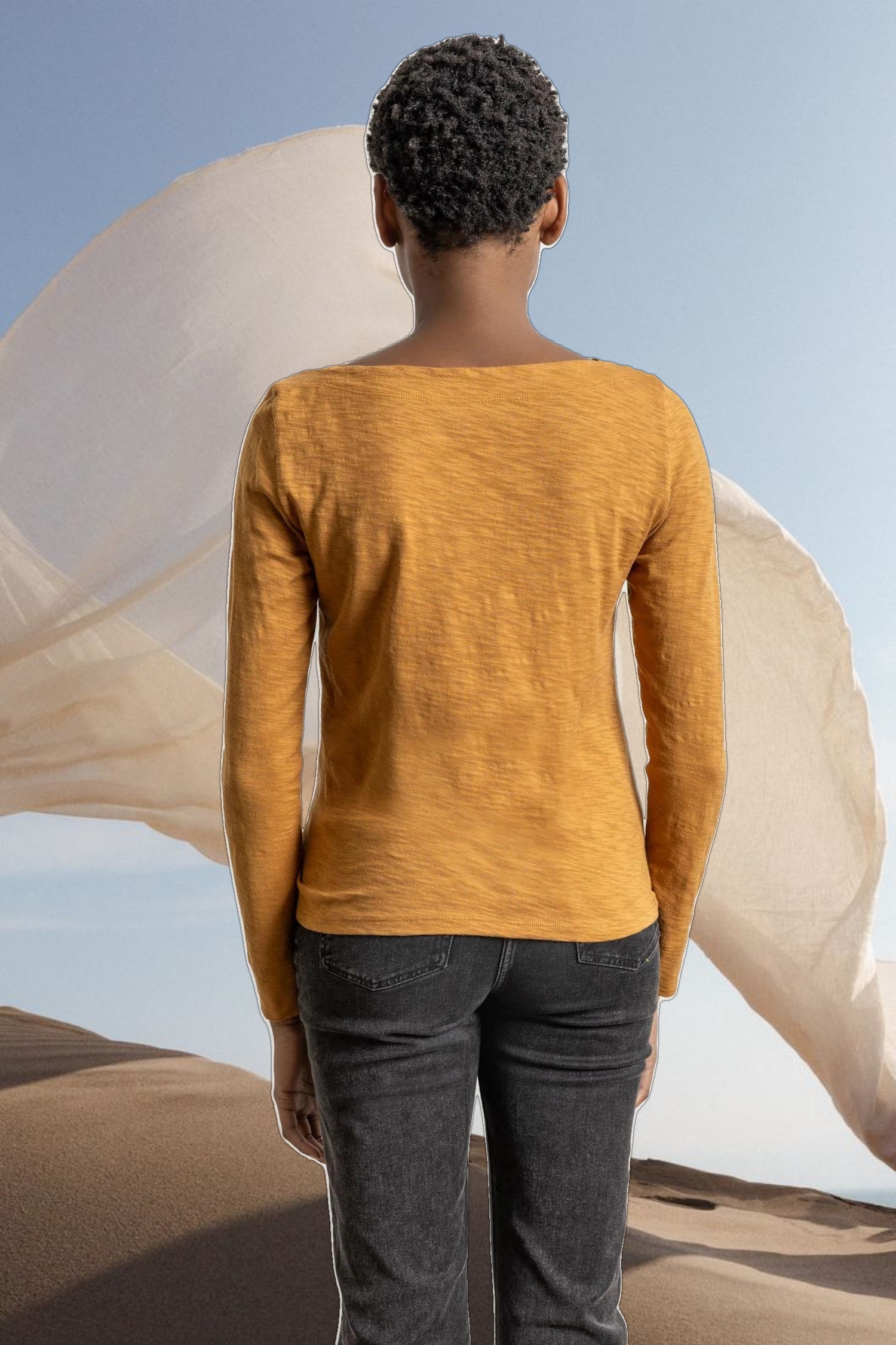 Long Sleeve Seamed Boatneck