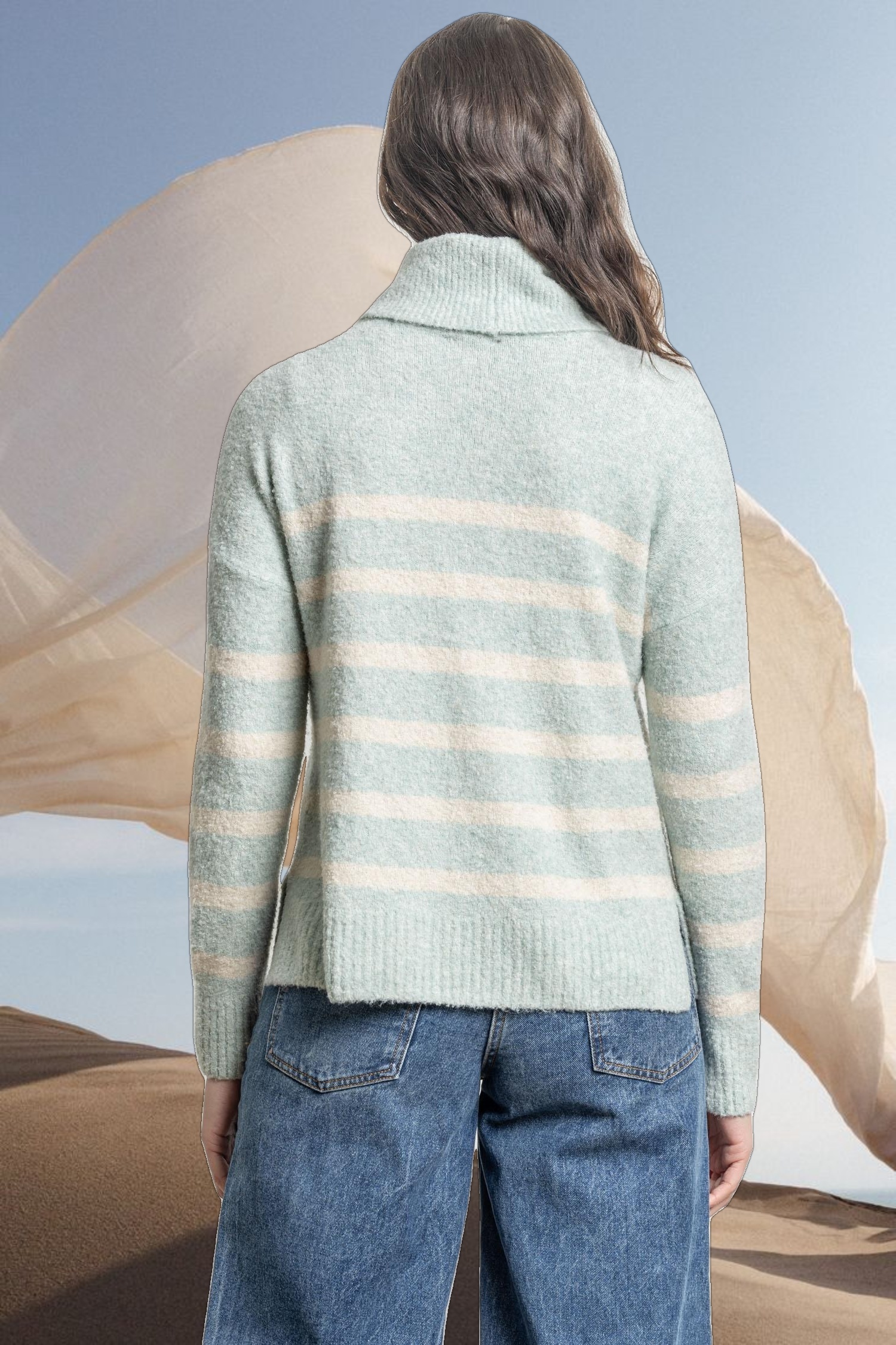 Striped Turtleneck Sweater