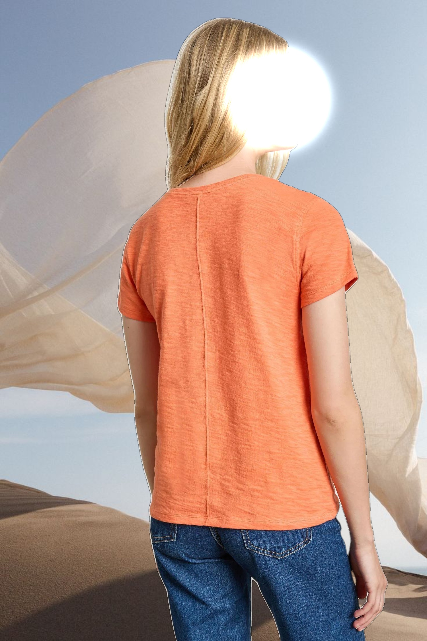 Short Sleeve Back Seam V-Neck