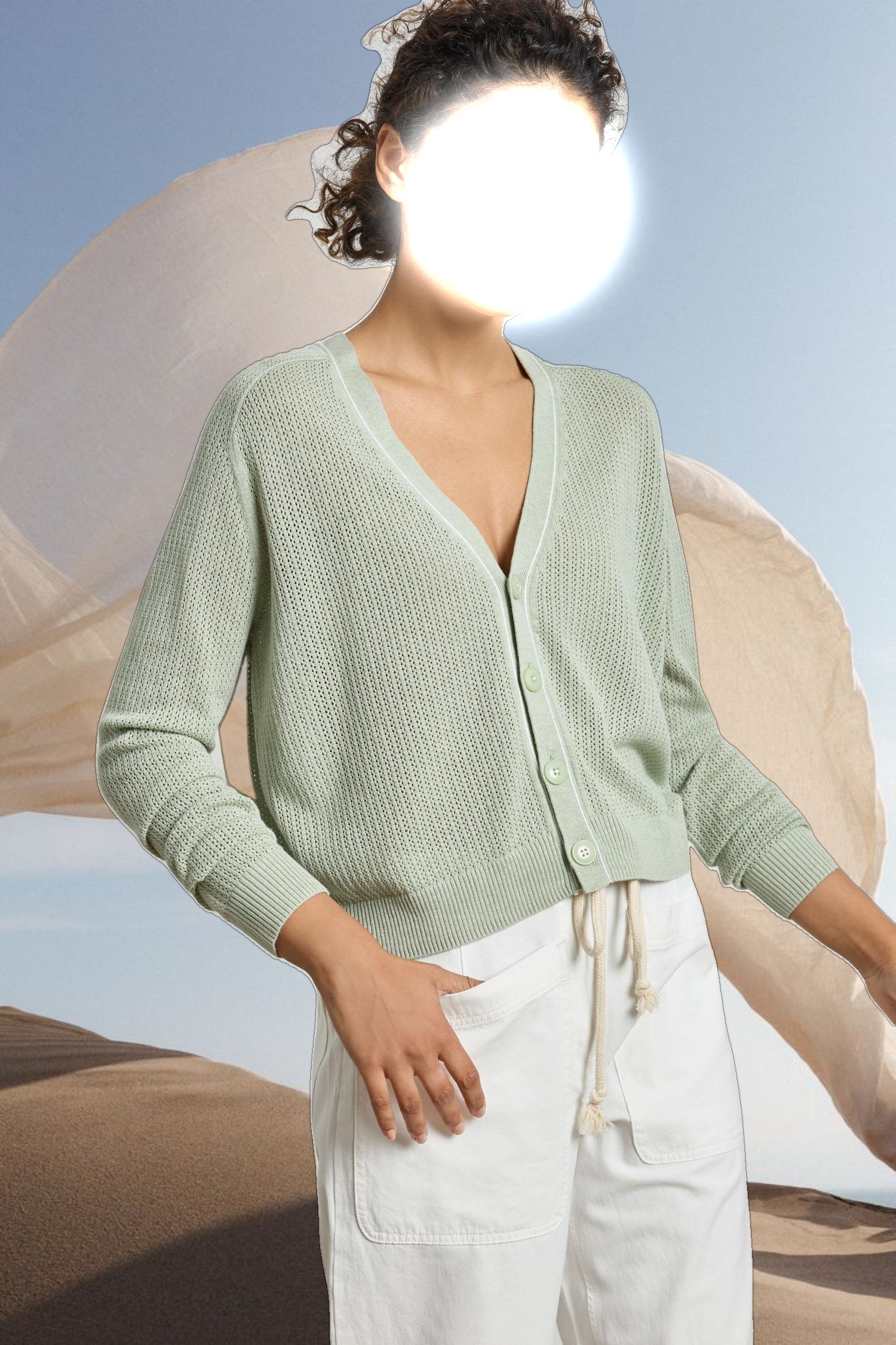 Saddle Sleeve V-Neck Cardigan