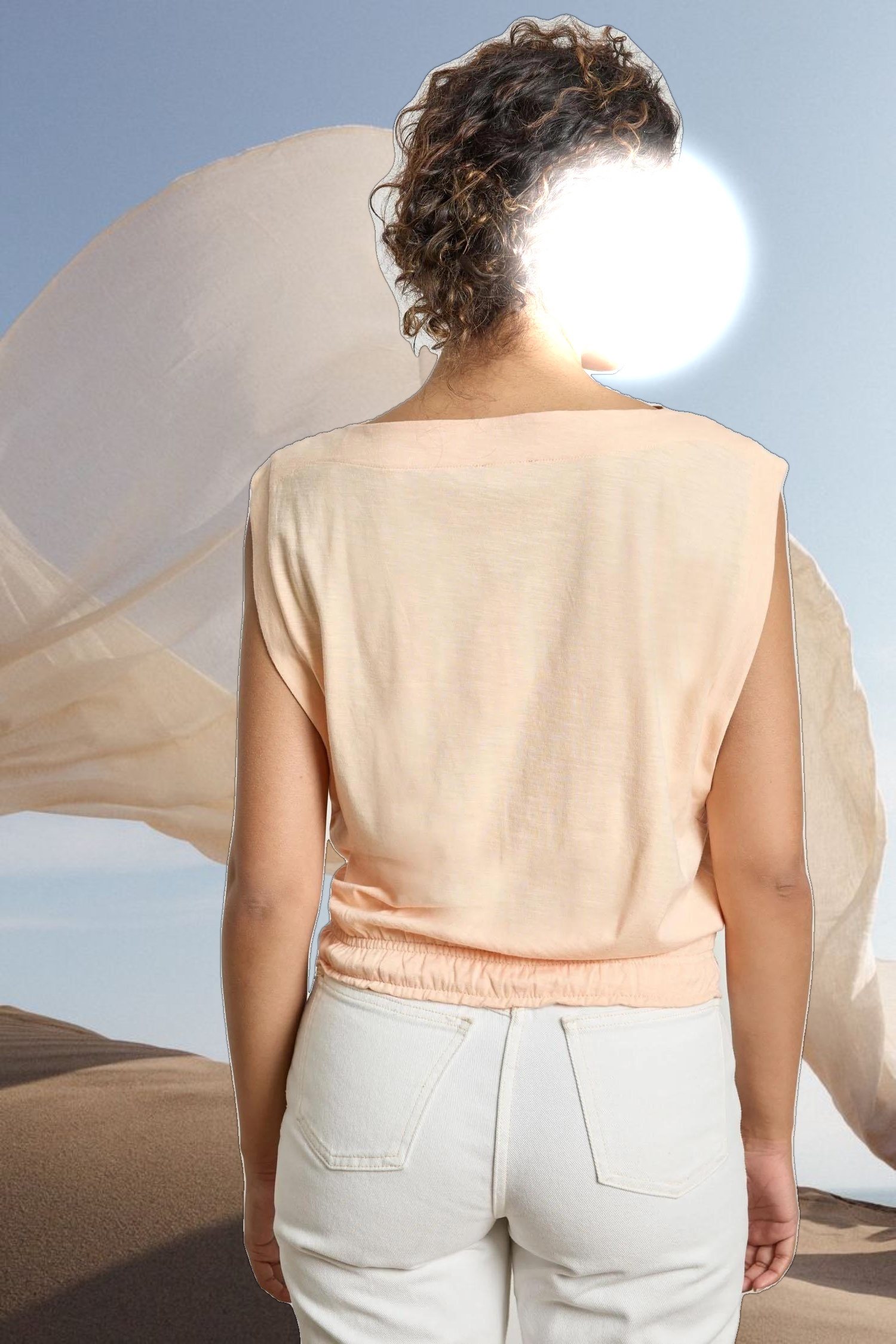 Elastic Hem Boatneck Top