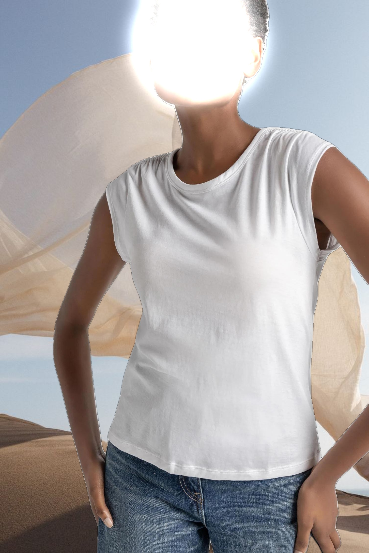 Shirred Shoulder Tee
