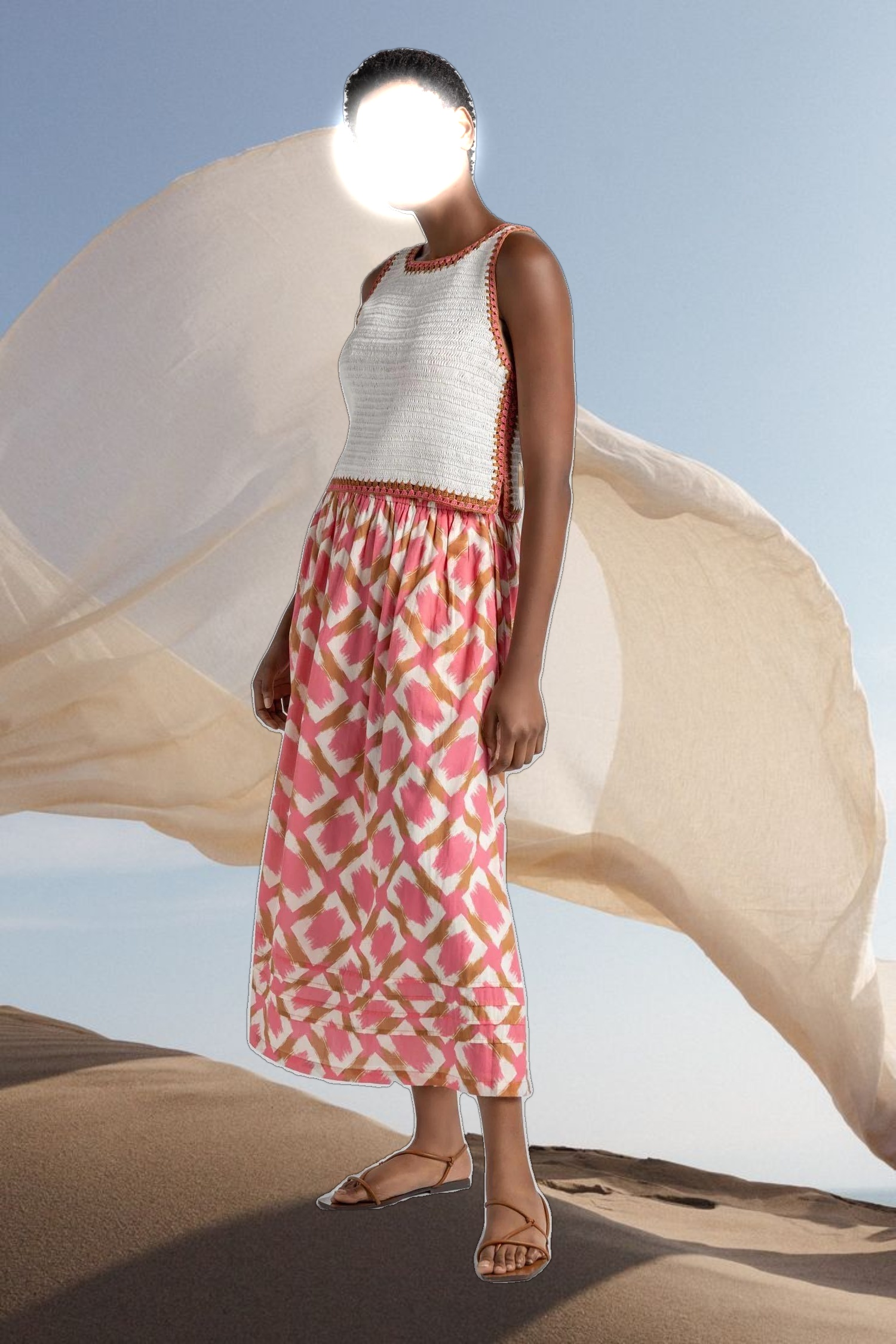 Shirred Elastic Waist Skirt