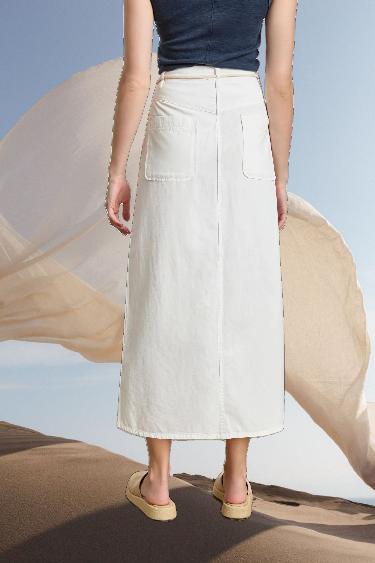 Yoke Waist Maxi Skirt