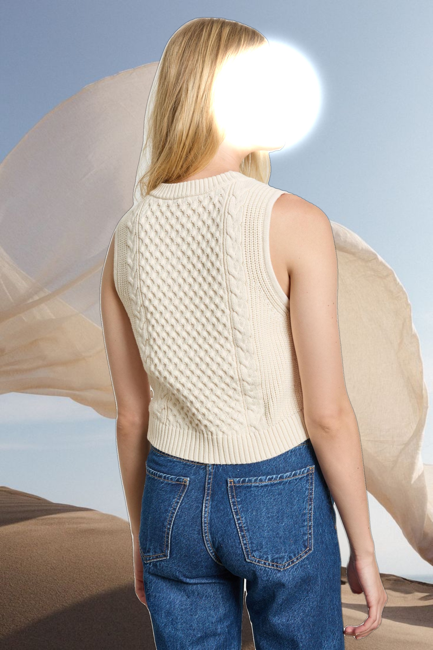 Cropped Cable Tank Sweater