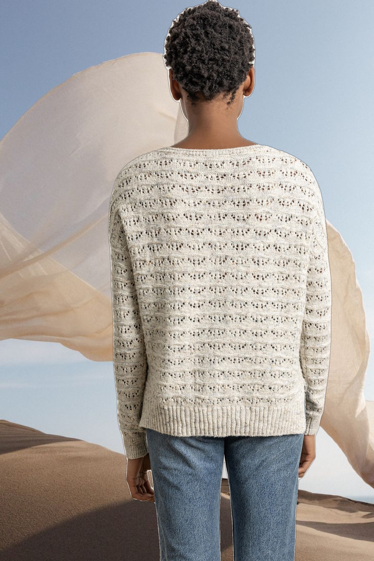 Pointelle Boatneck Sweater