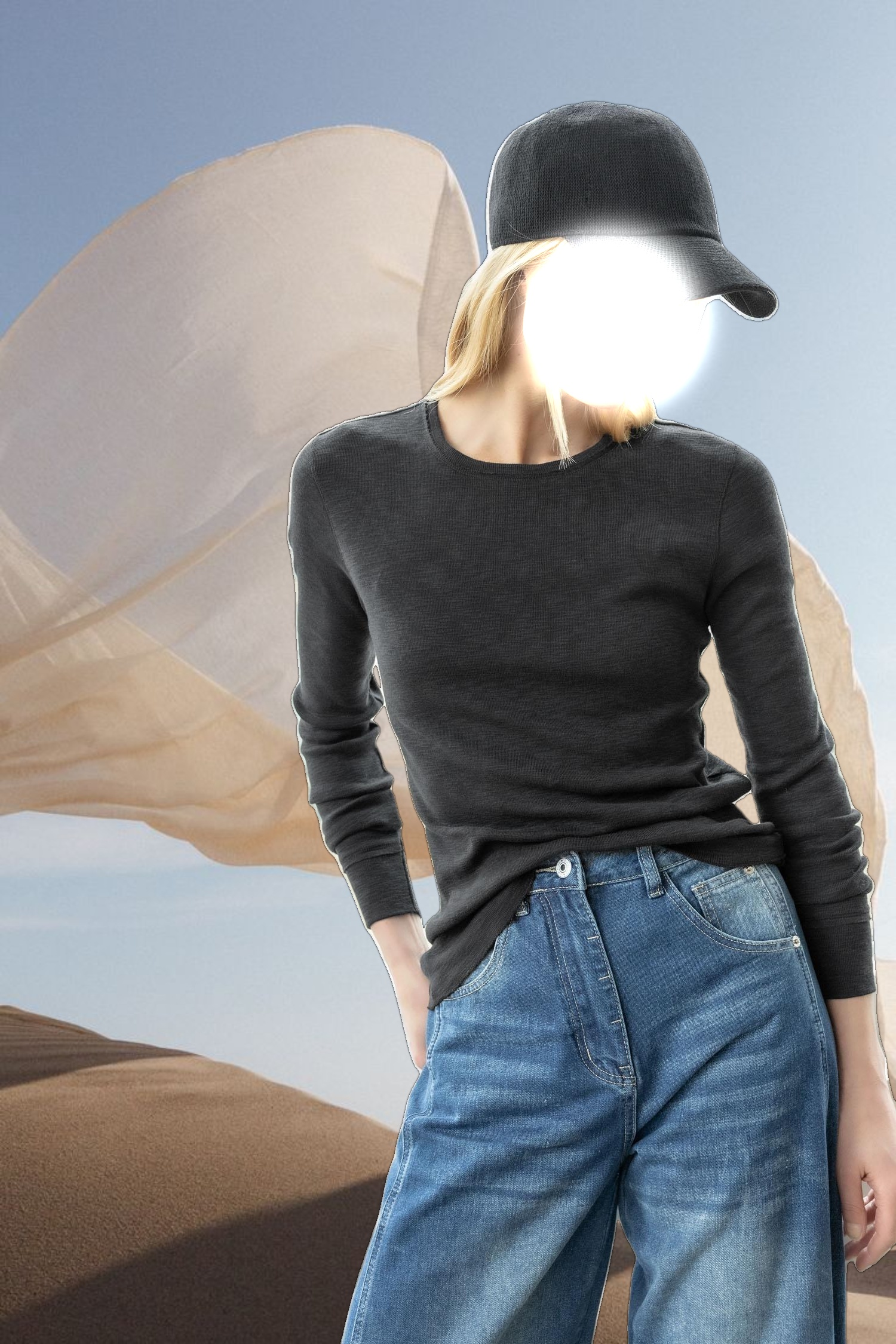 Long Sleeve Raw Edge Crew