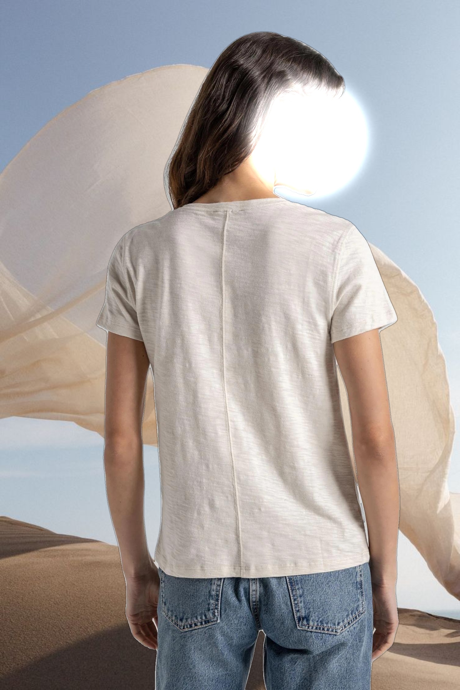 Short Sleeve Back Seam V-Neck