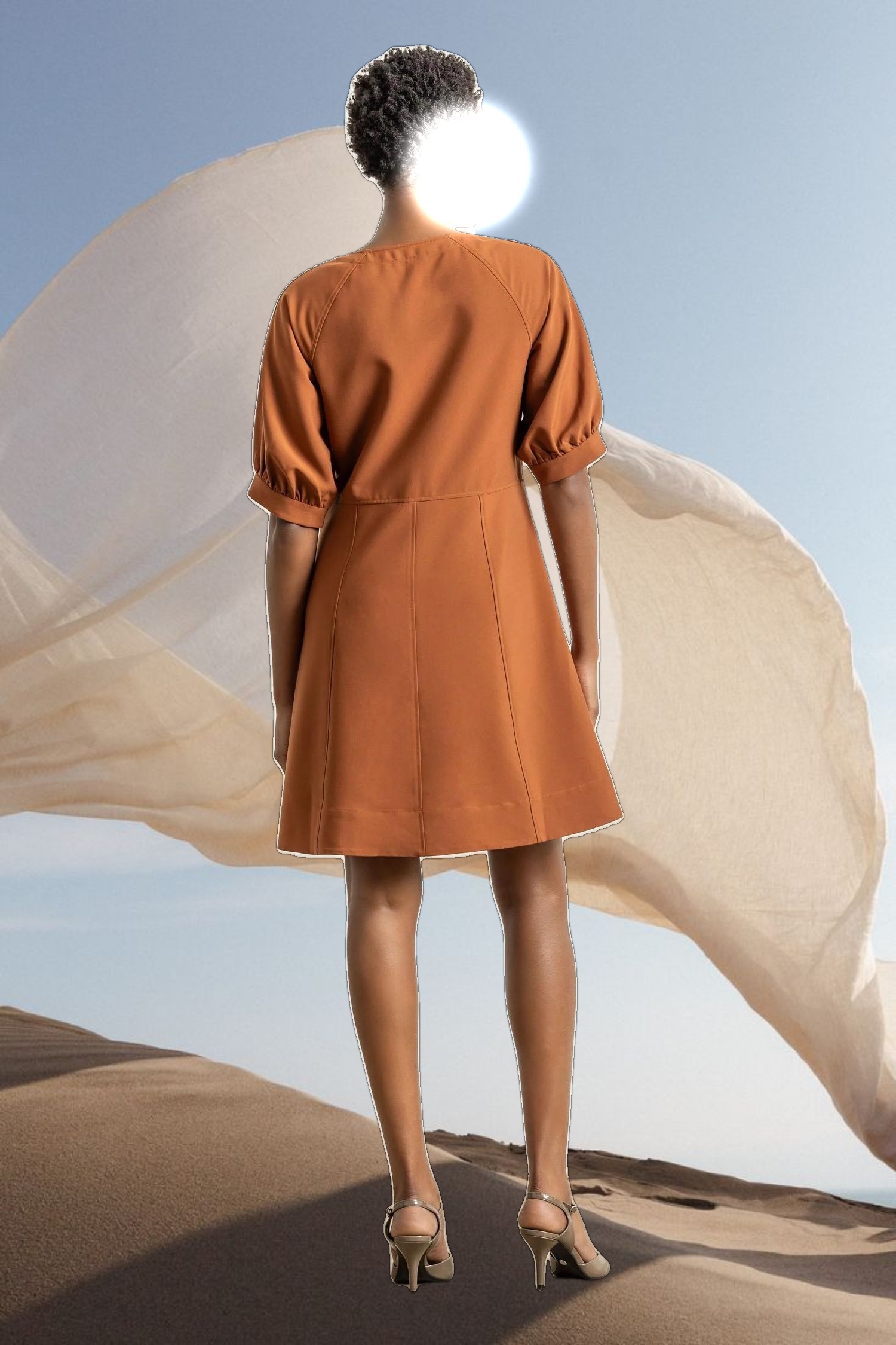 Zip Front Flared Dress