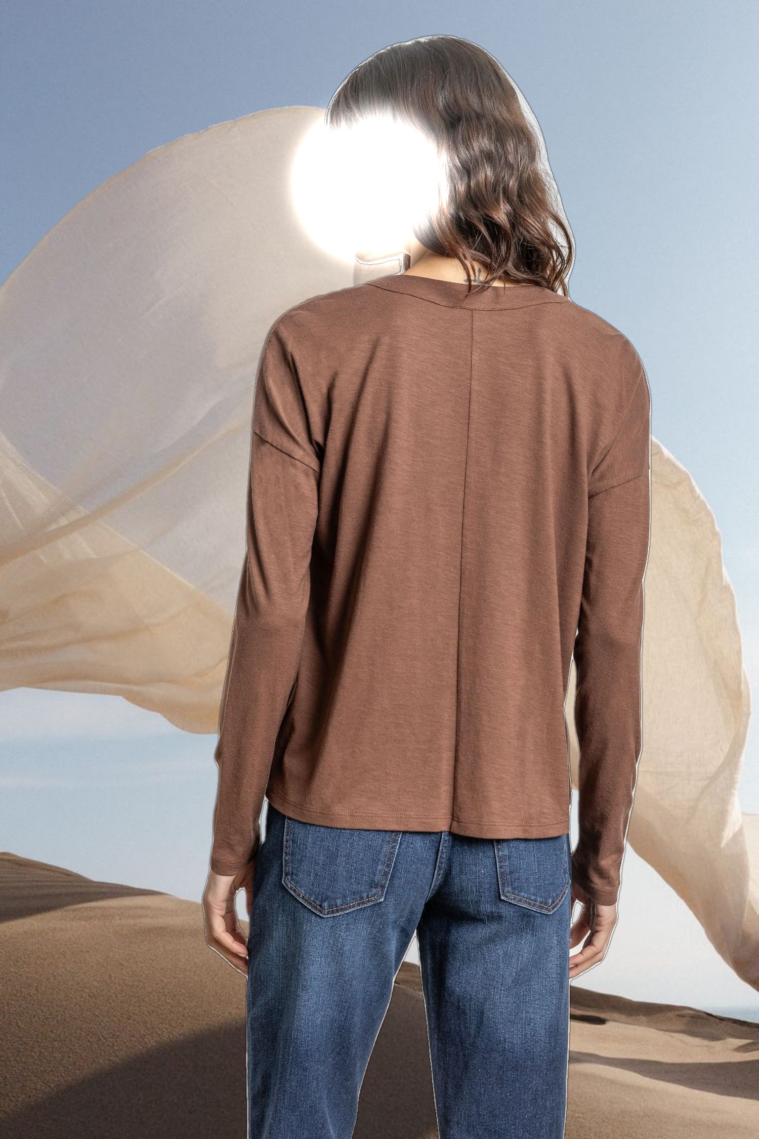 Drop Shoulder V-Neck