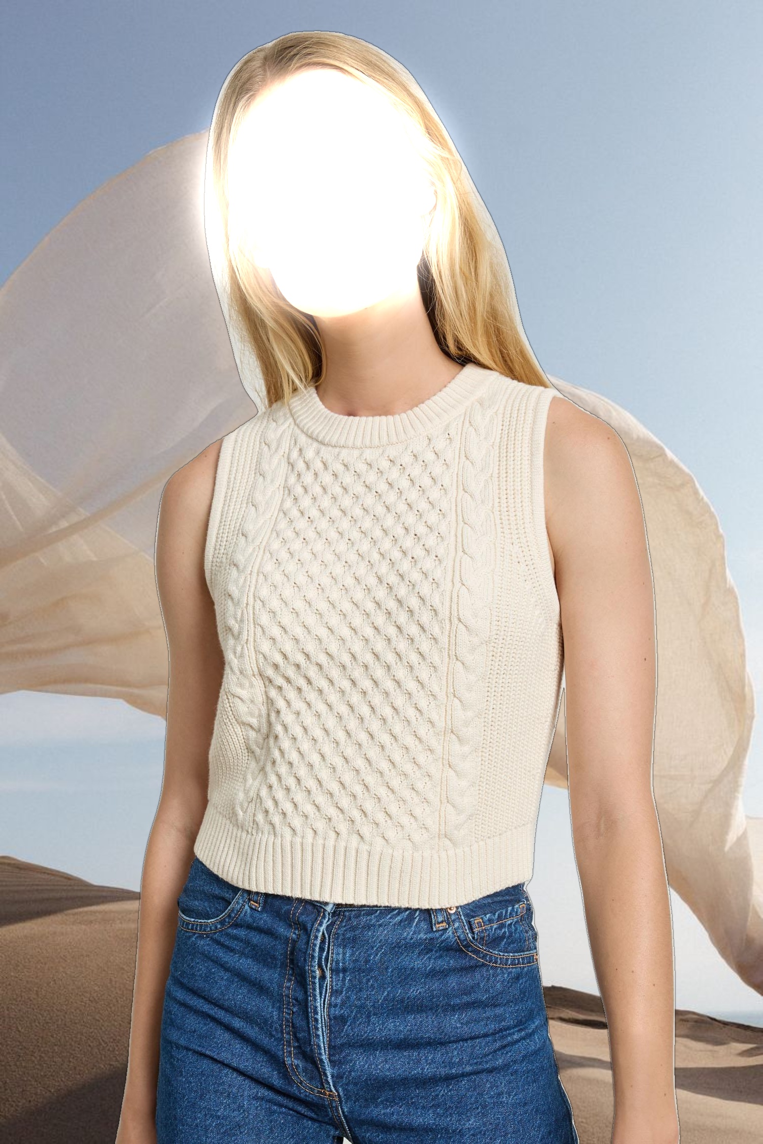 Cropped Cable Tank Sweater