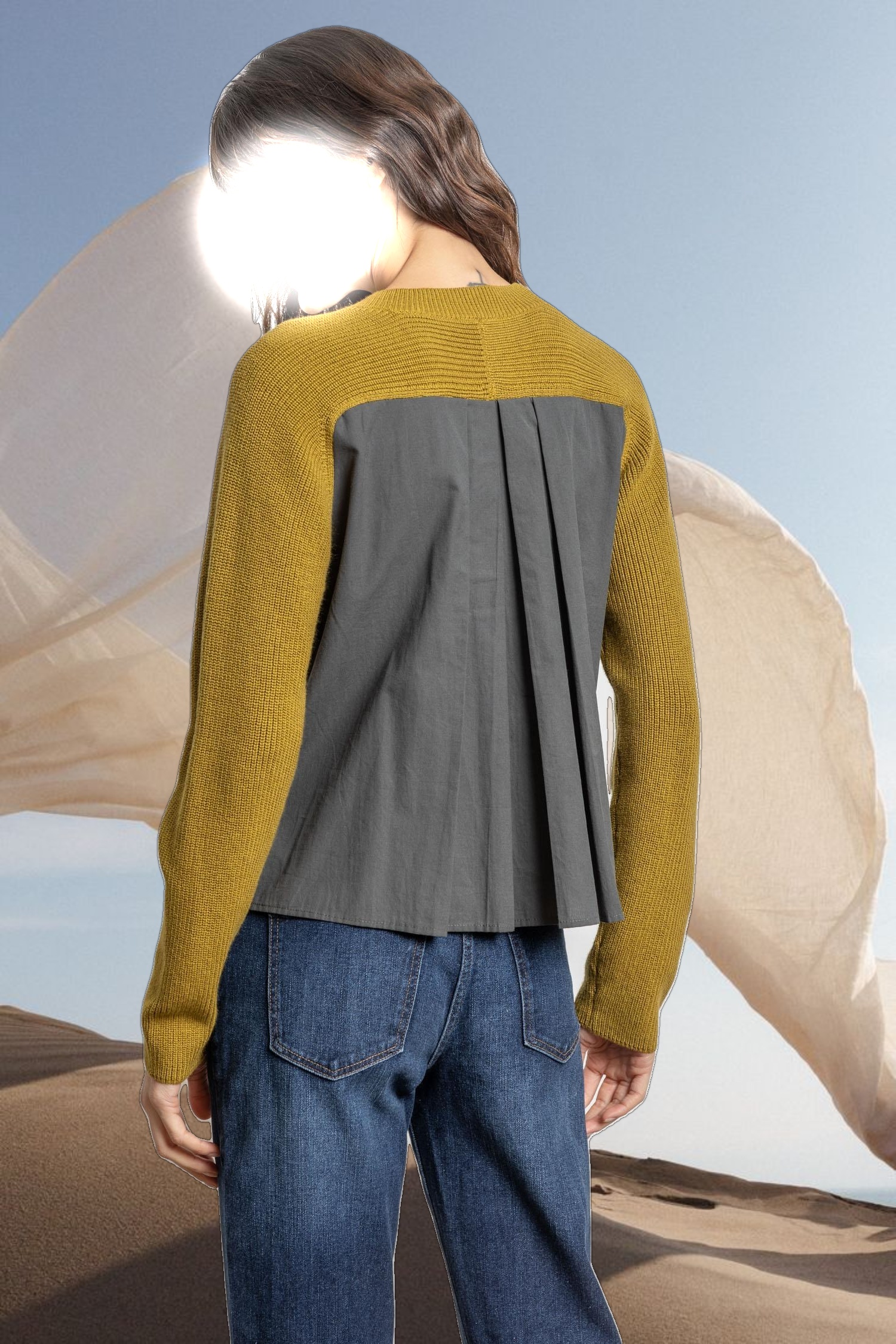 Mixed Media Raglan Sweater