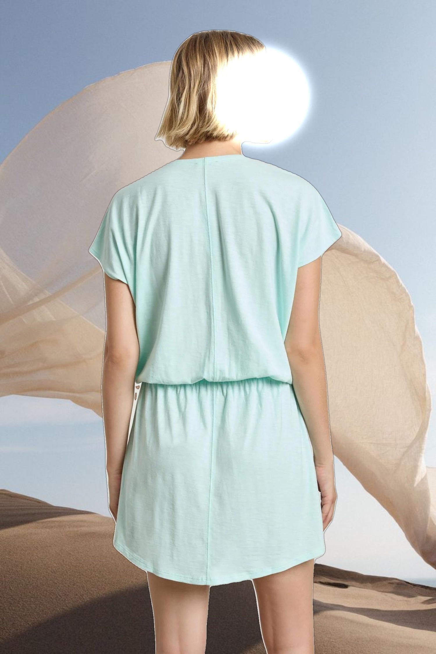 Elastic Waist V-Neck Dress