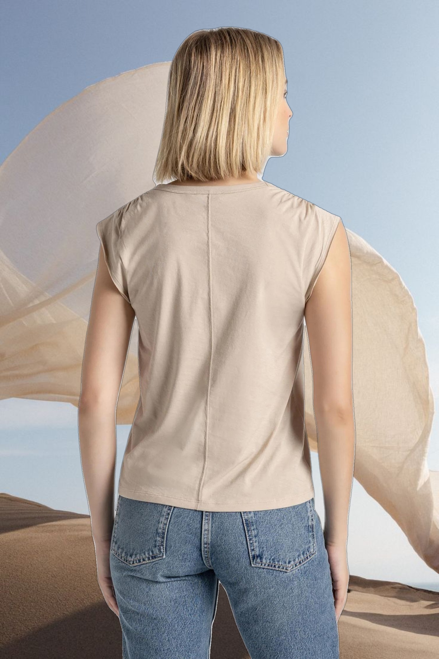 Shirred Shoulder Tee