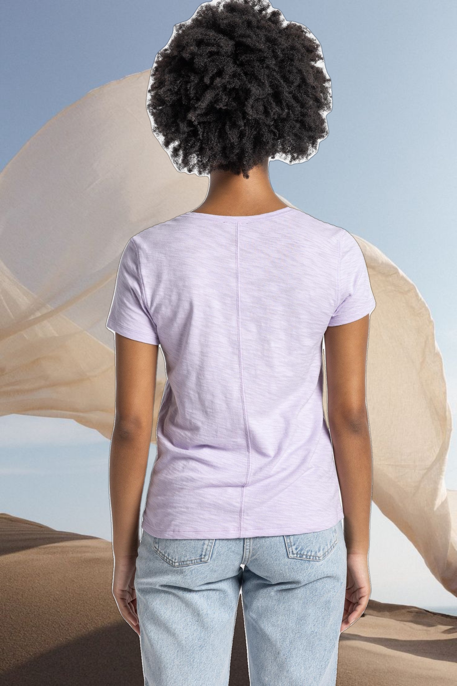 V-Neck Short Sleeve Back Seam Tee