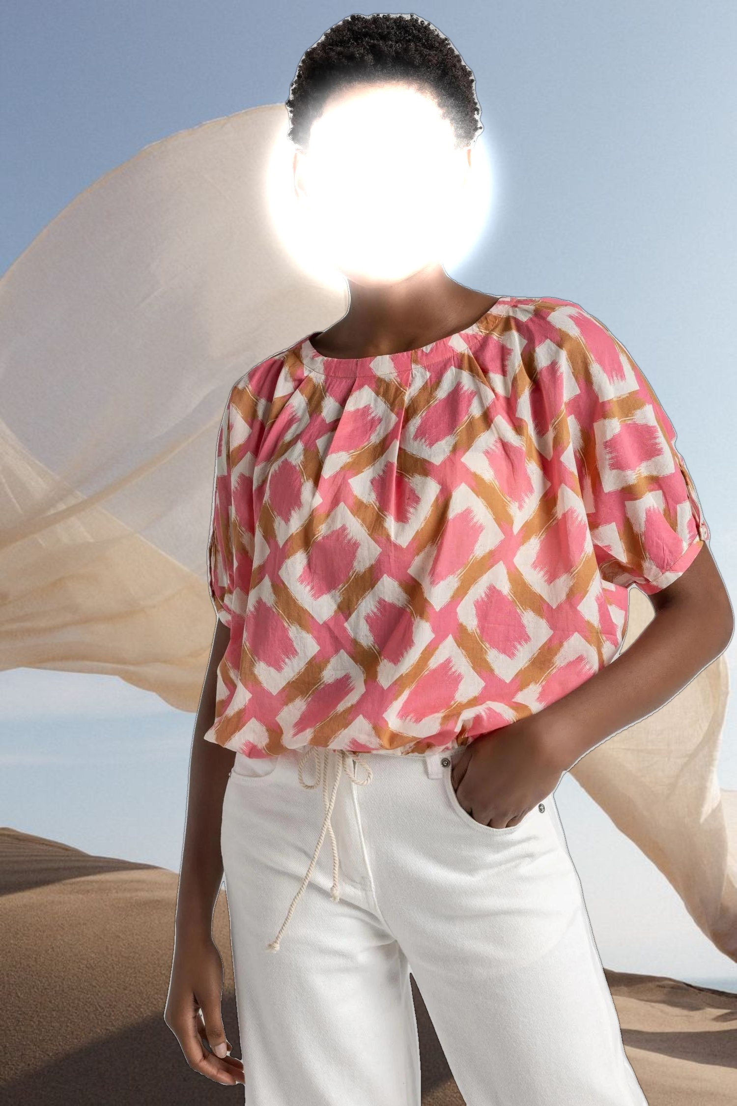 Short Sleeve Tie Waist Top