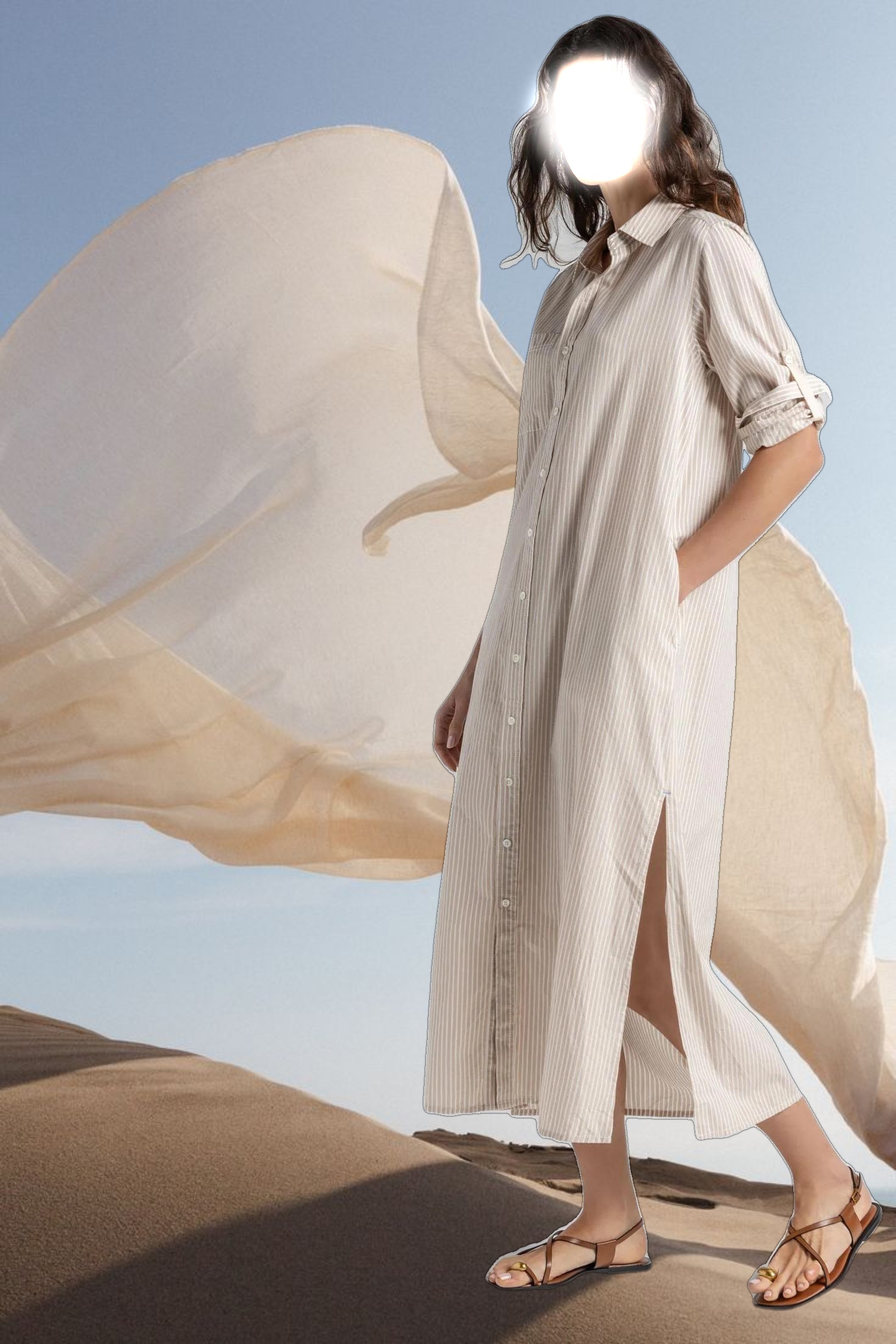 Striped Maxi Shirt Dress