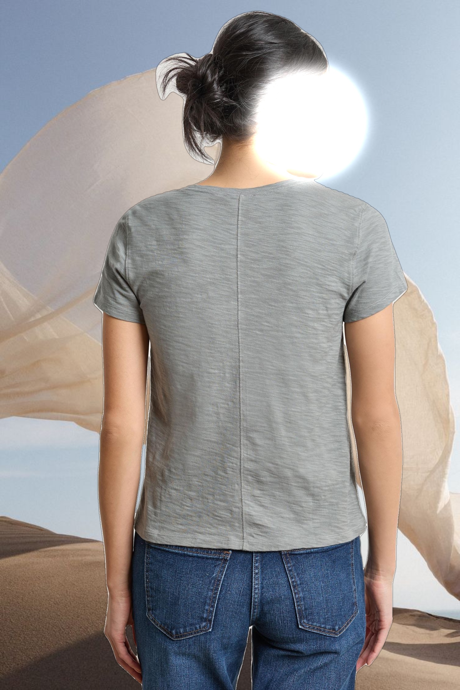 Short Sleeve Back Seam V-Neck
