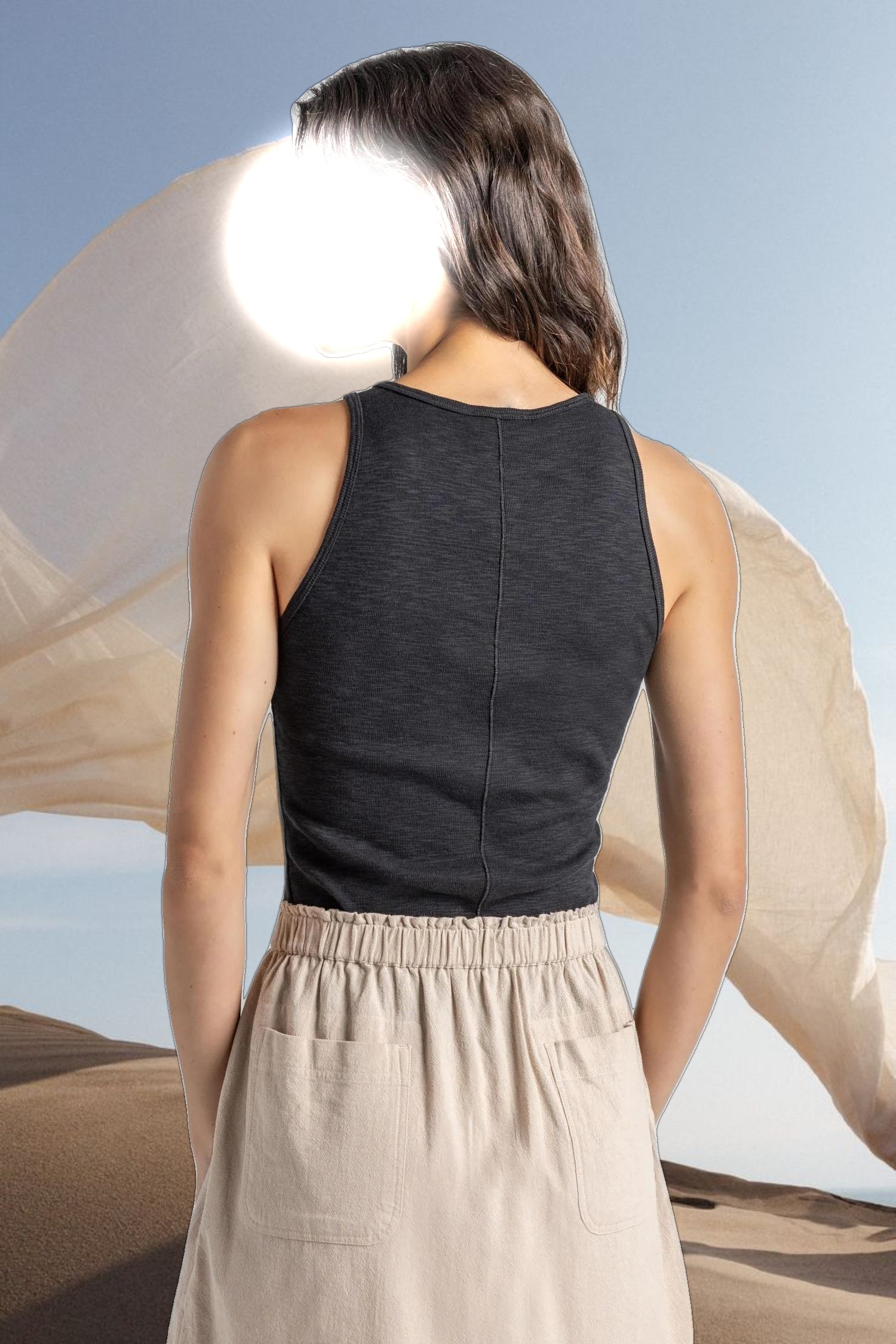 Striped High Neck Tank