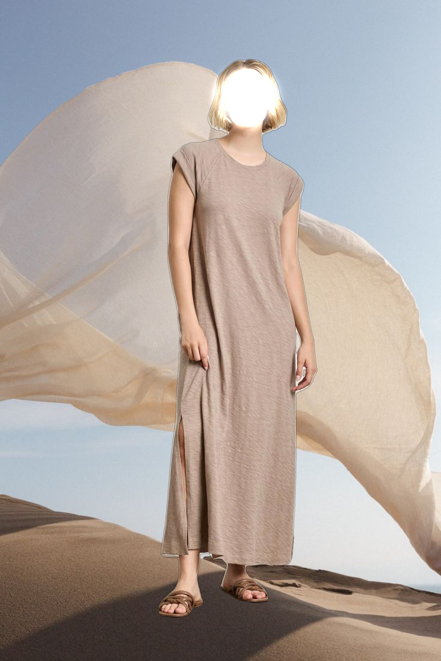 Saddle Sleeve Maxi Dress