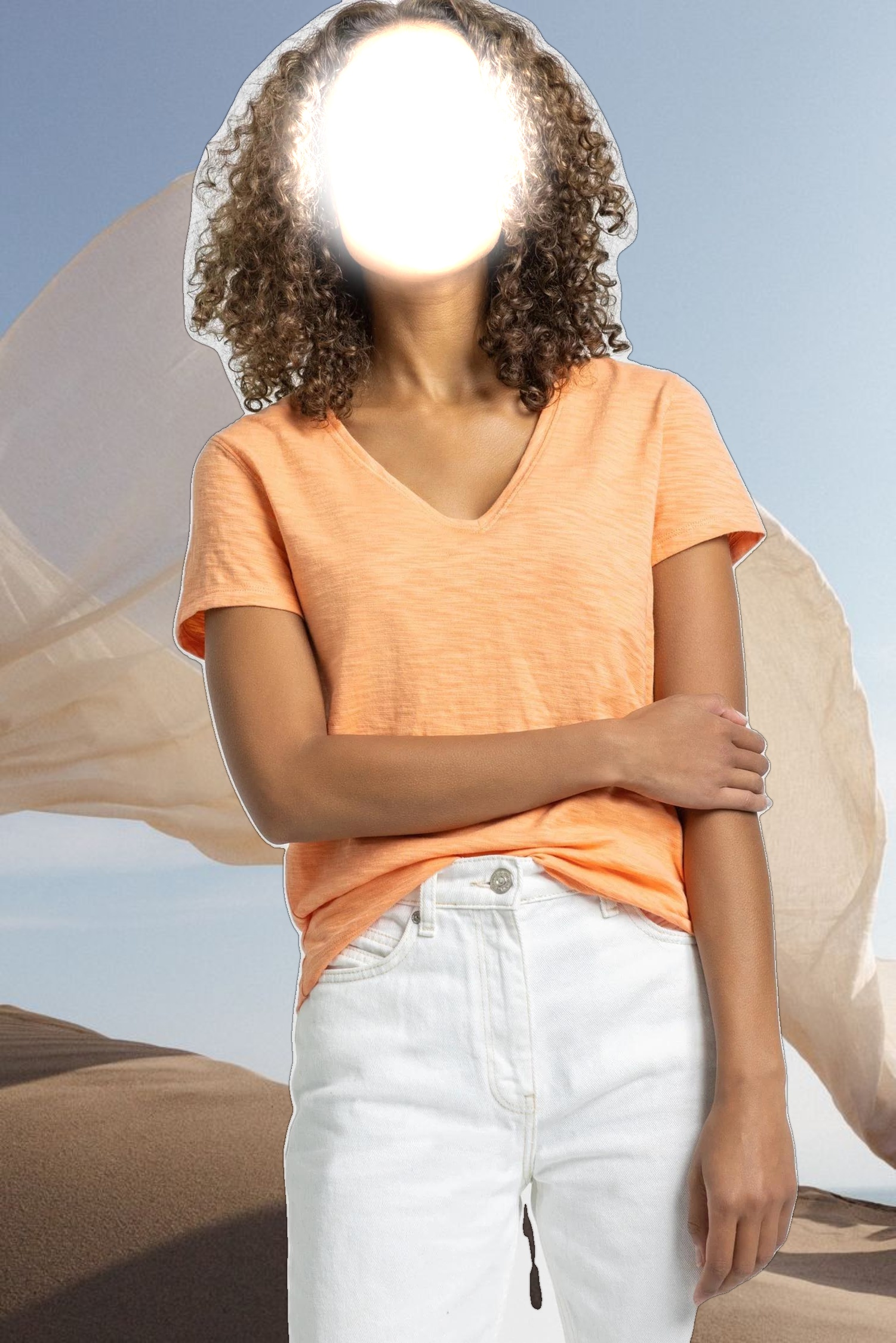 V-Neck Short Sleeve Back Seam Tee