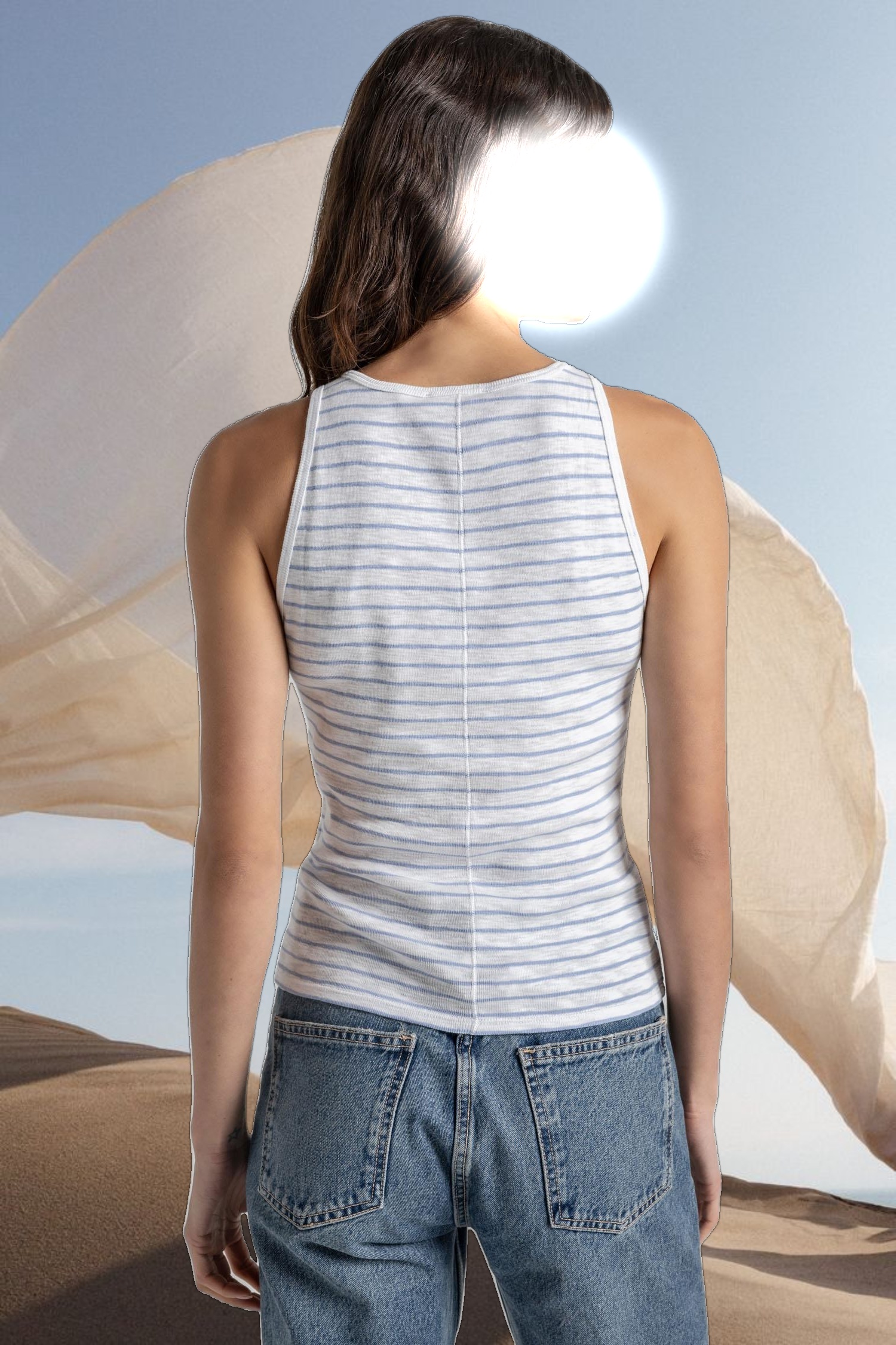 Striped High Neck Tank