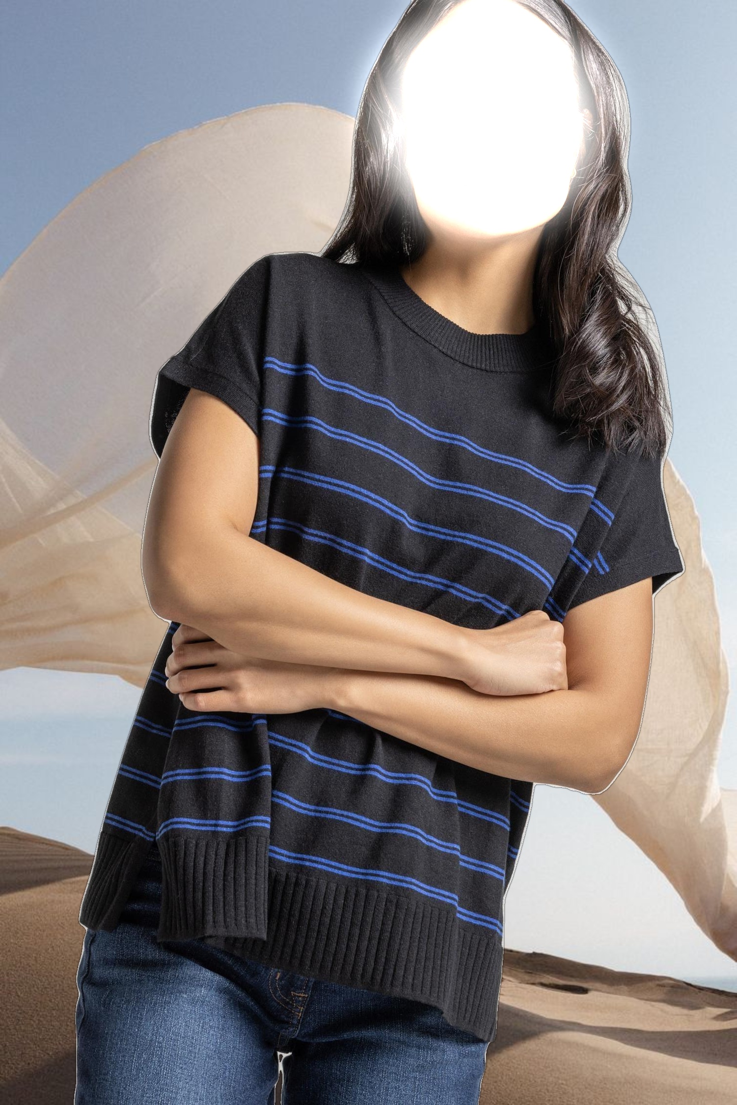 Striped Poncho Sweater