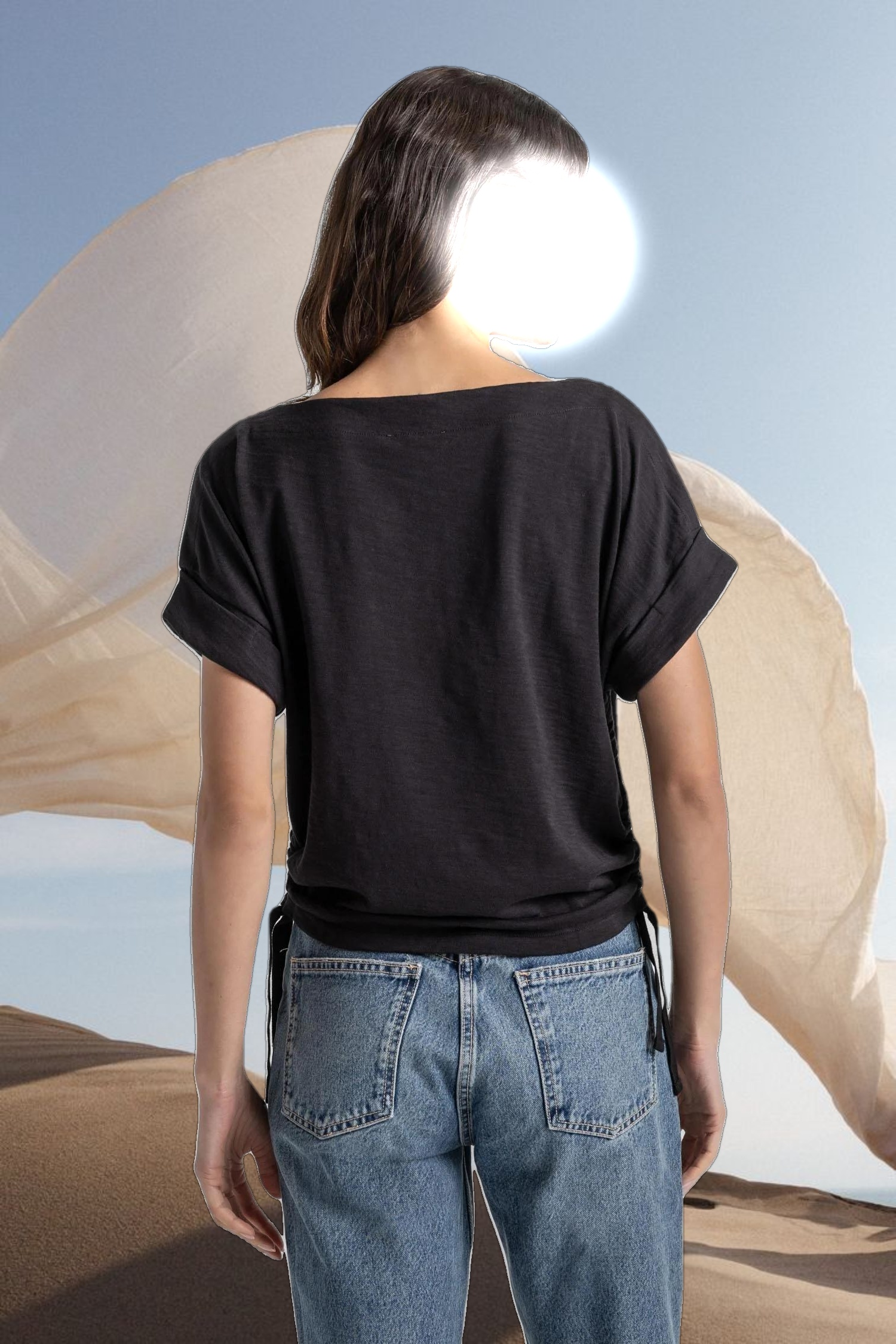 Ruched Side Boatneck