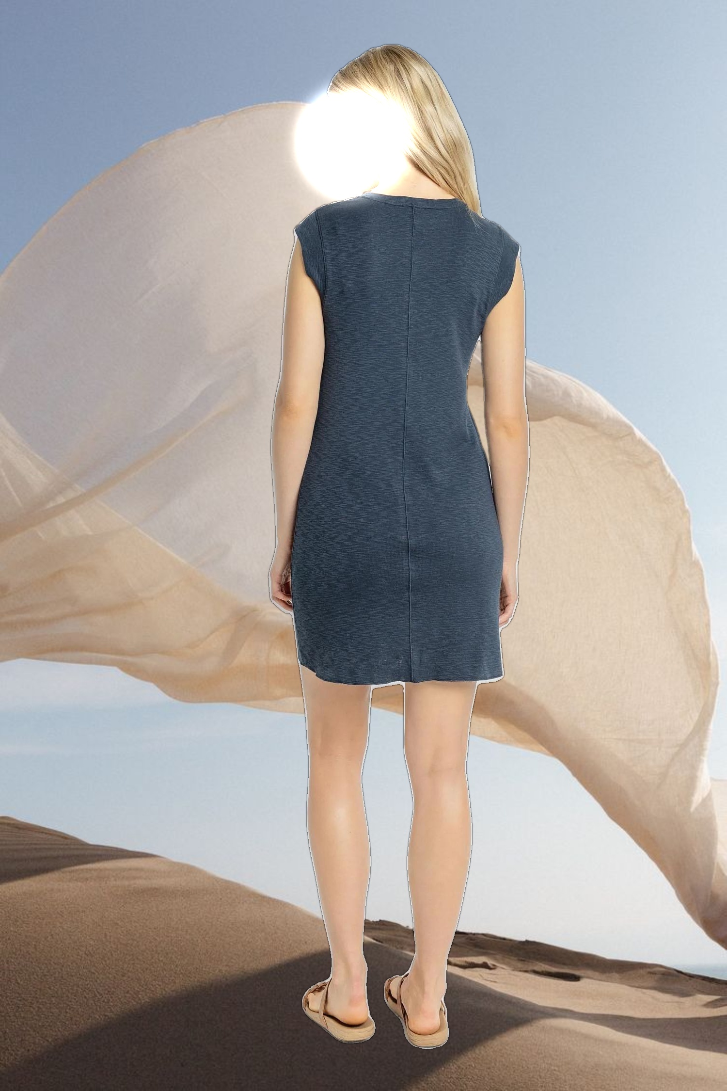 Cap Sleeve V-Neck Dress