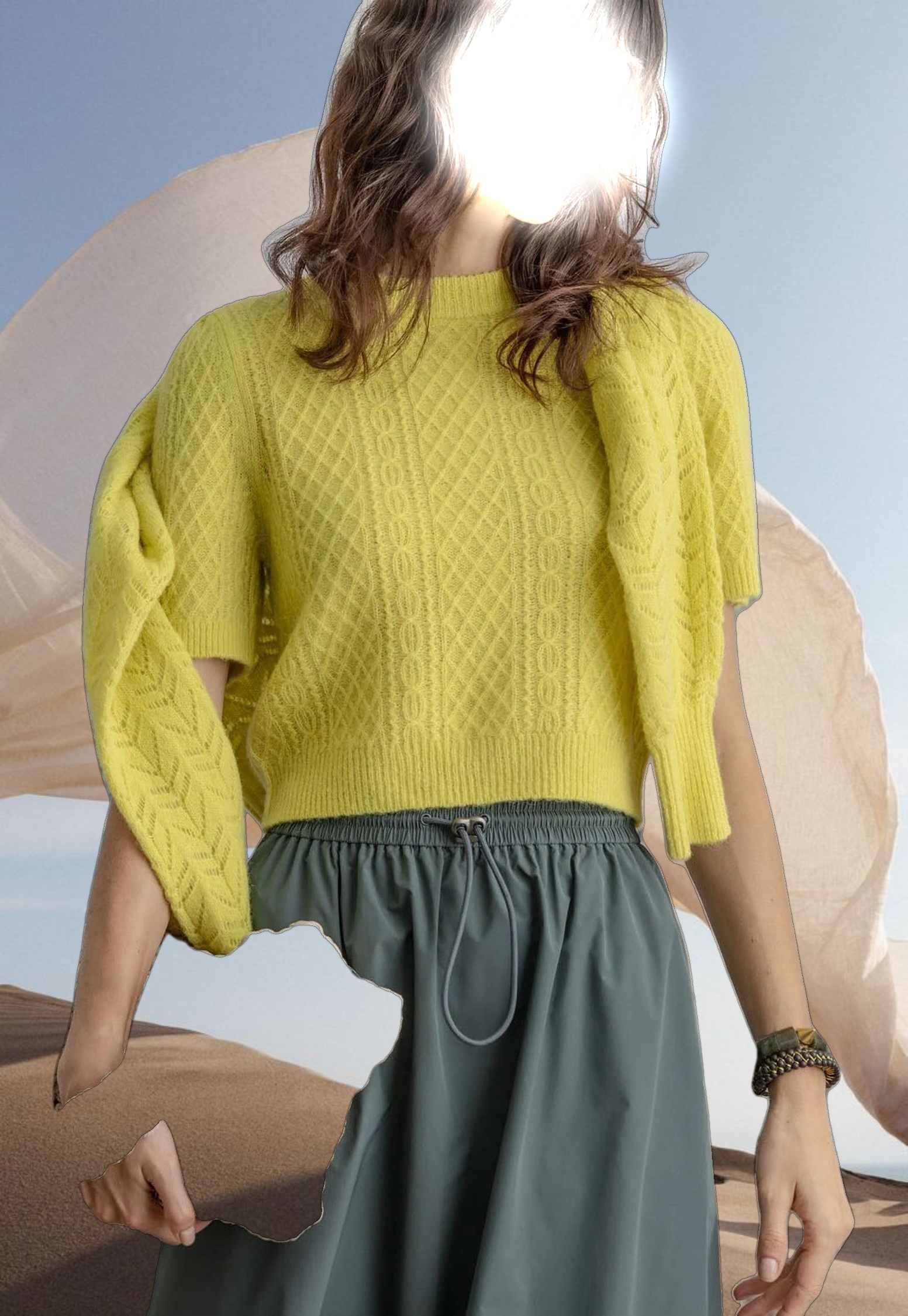 Cropped Cable Sweater