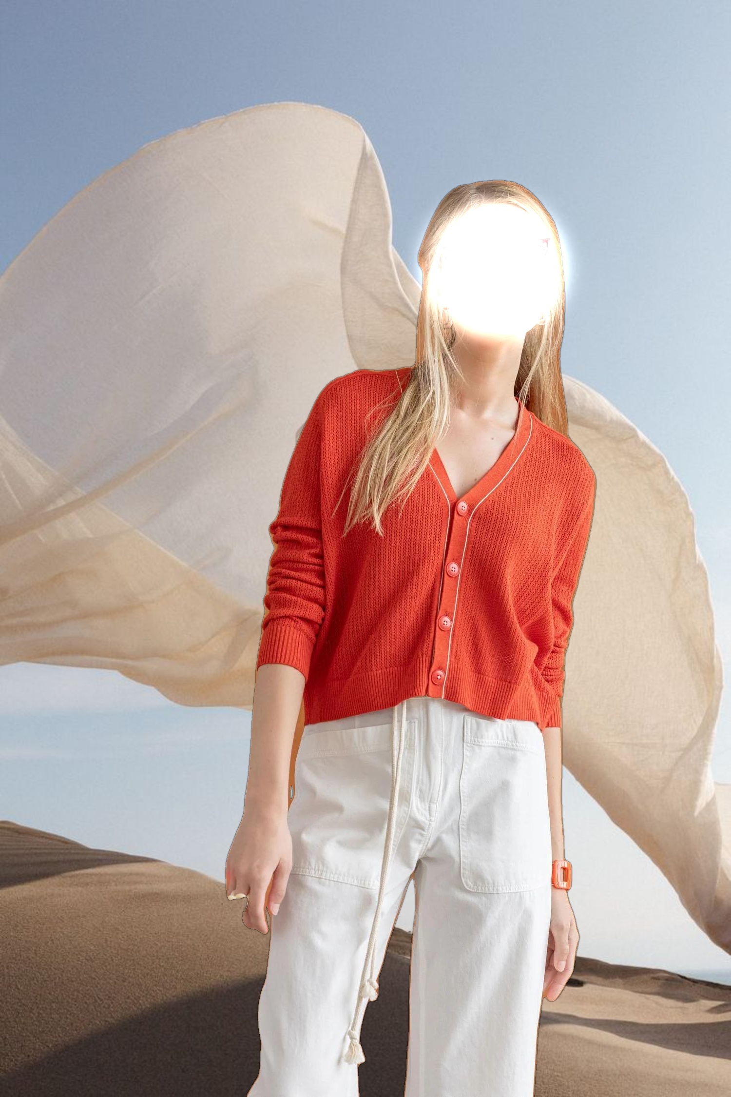 Saddle Sleeve V-Neck Cardigan