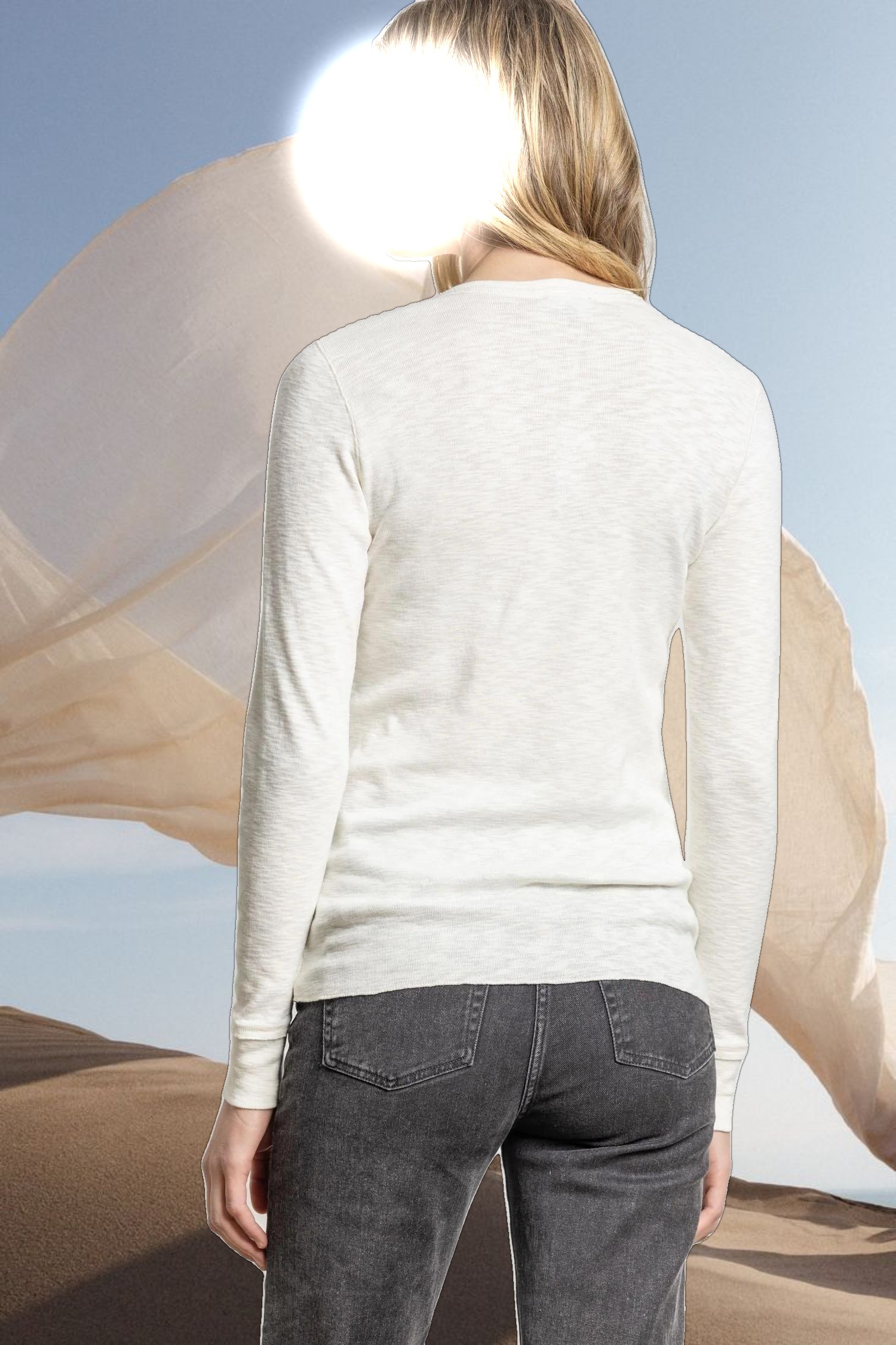 Long Sleeve Raw Edge Crew