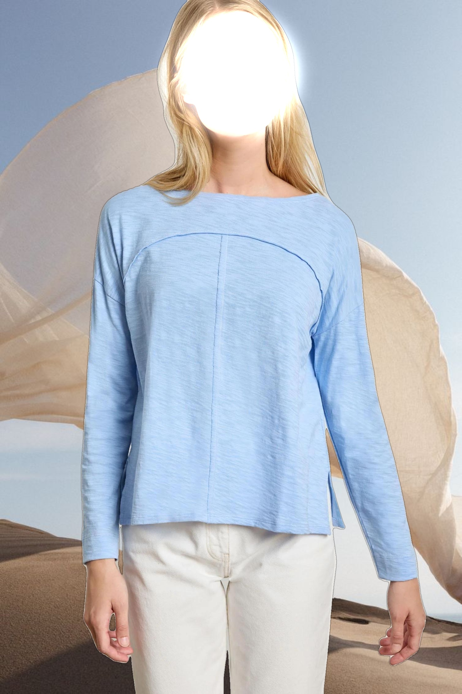 Drop Shoulder Seamed Boatneck