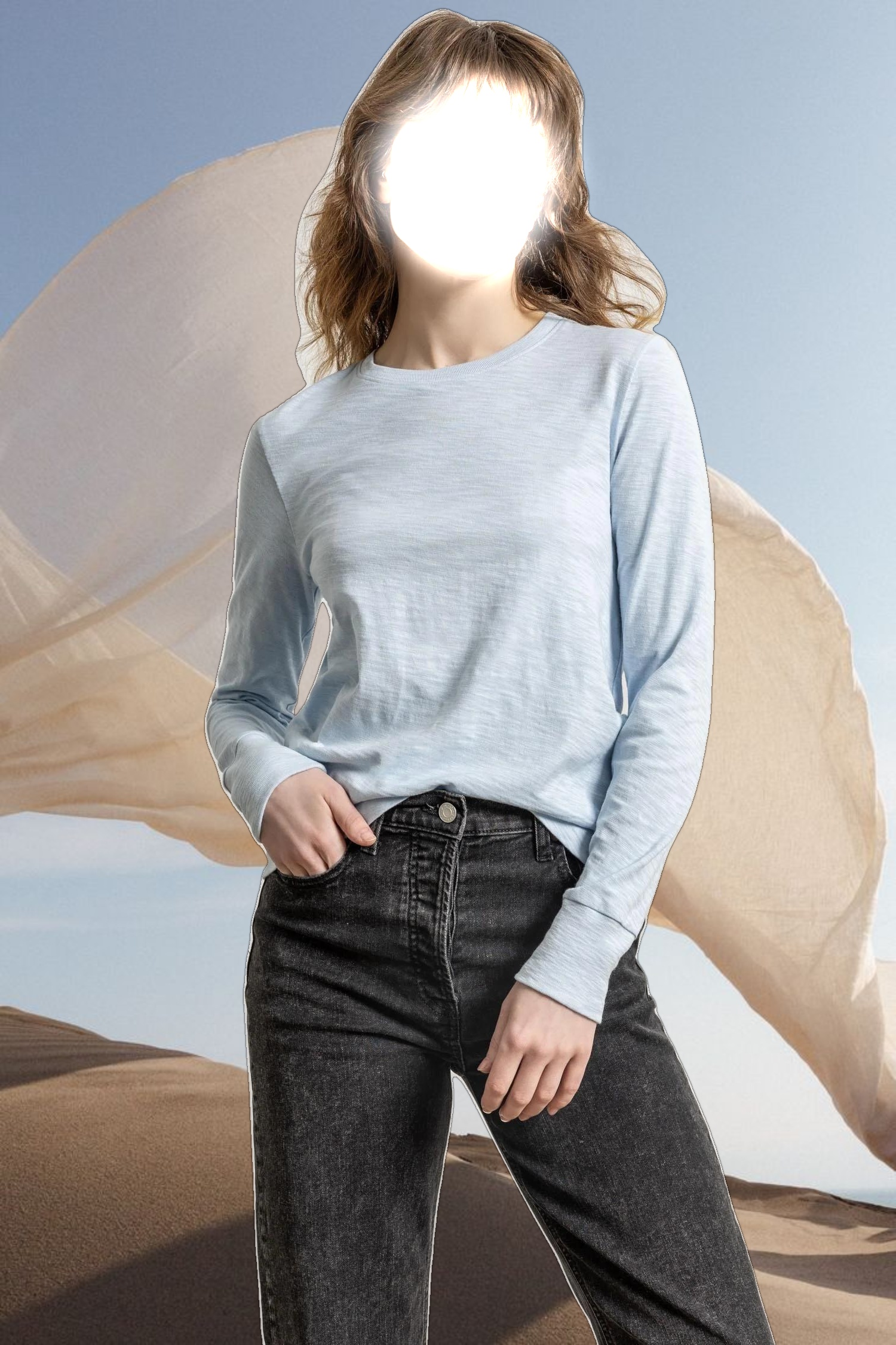 Long Sleeve Ribbed Cuff Crewneck