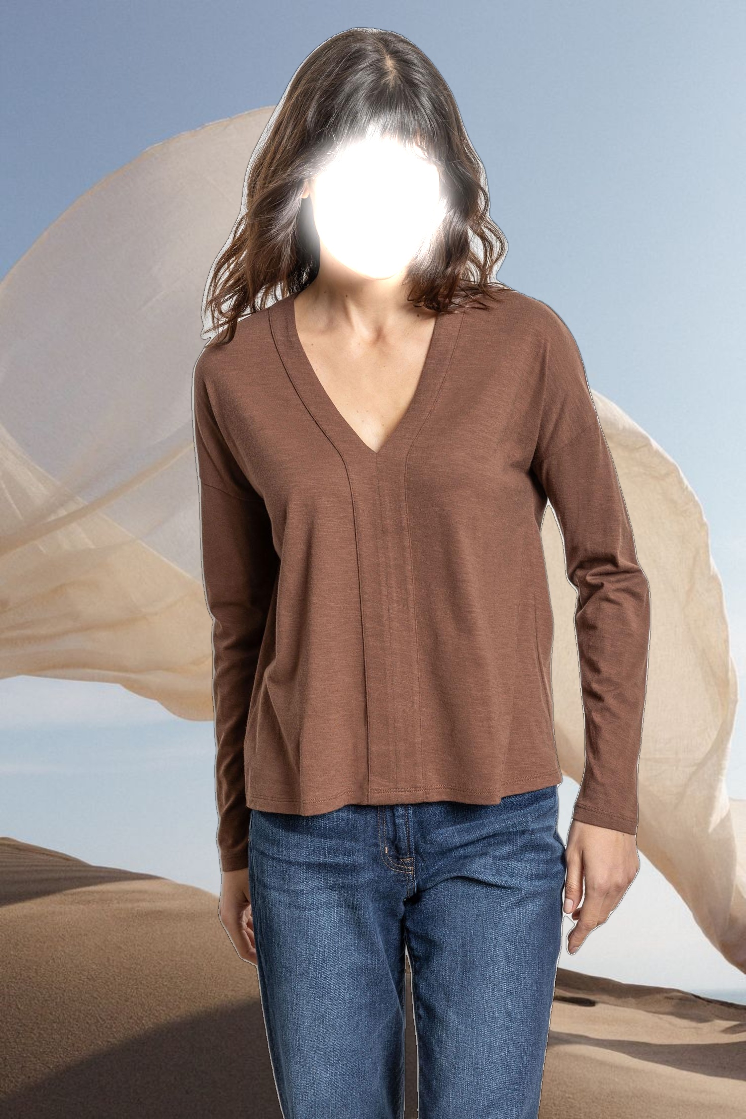 Drop Shoulder V-Neck