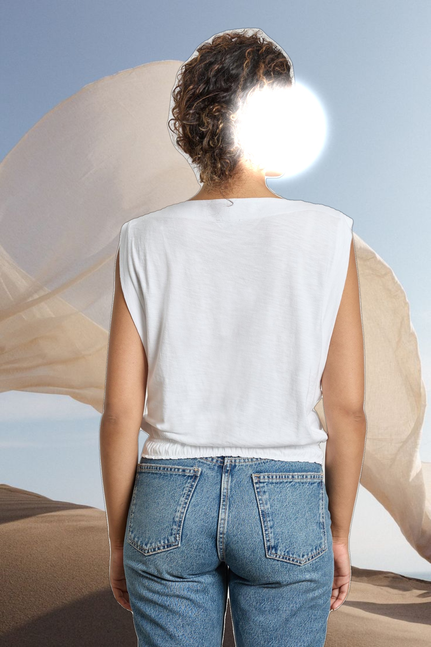 Elastic Hem Boatneck Top